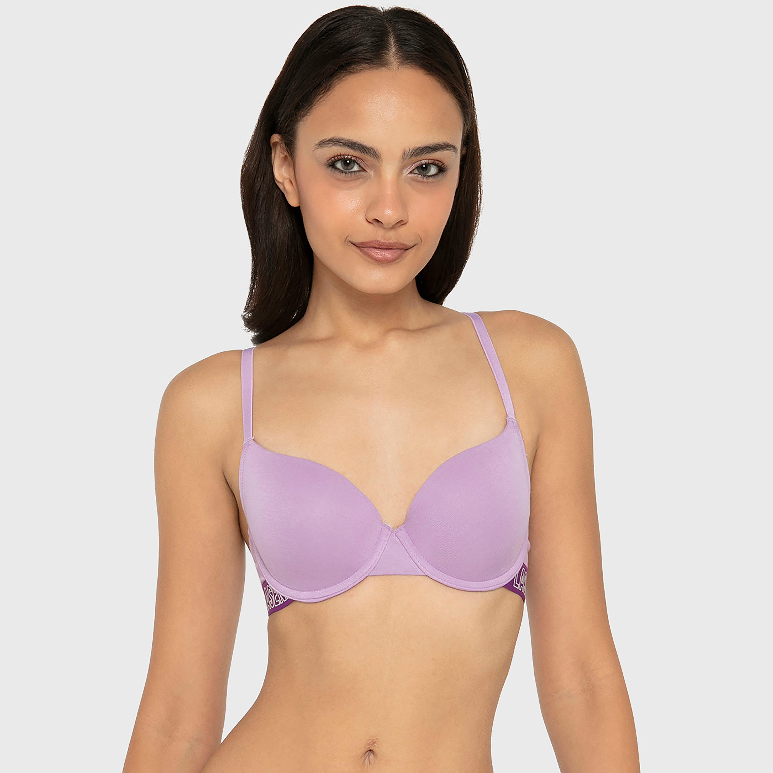 حمالة صدر نسائية نصفية مبطنة بالقطن البيج تريندي برباط ودعم متوسط من لا سينزا-women-clothing-lingerie-bras-image-13