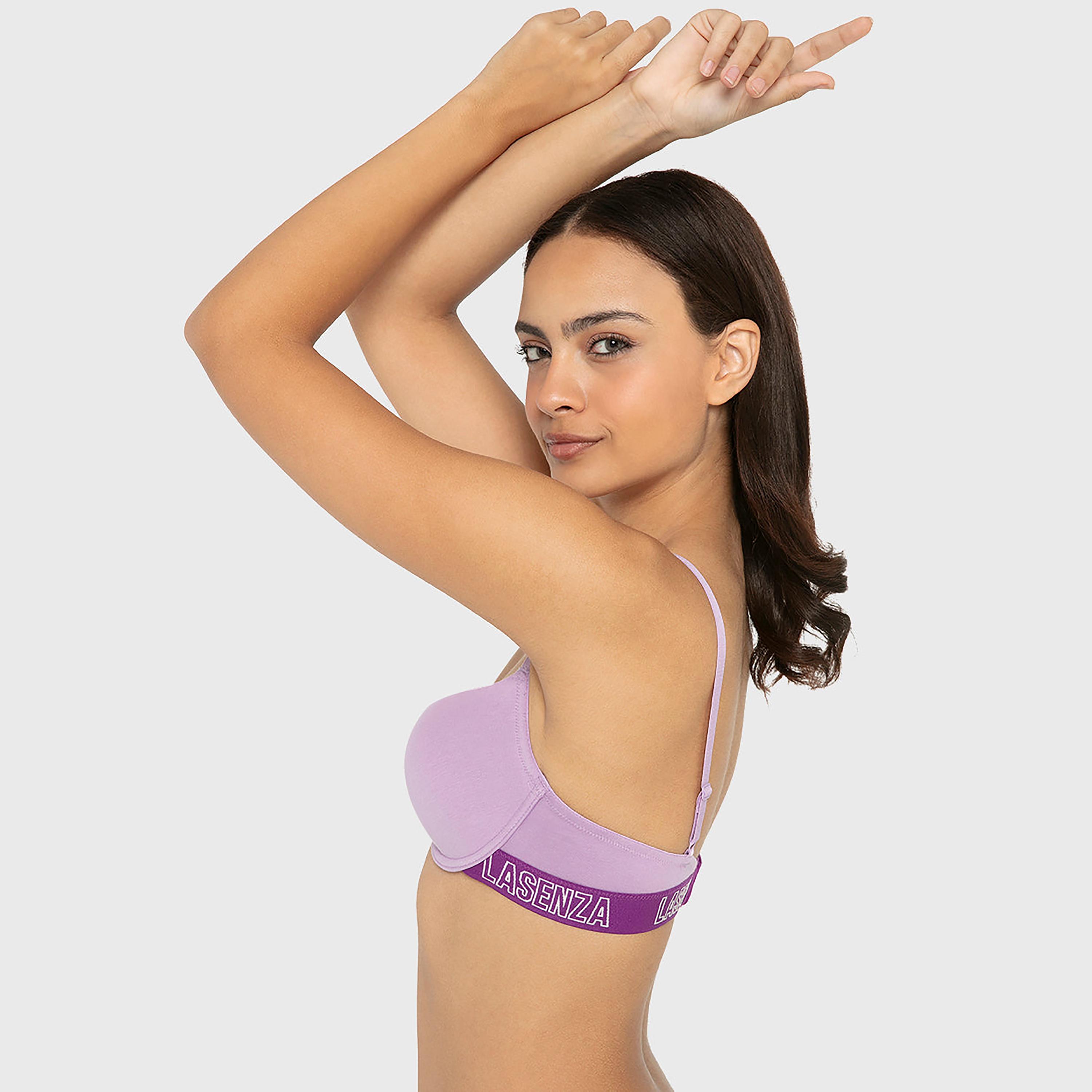 حمالة صدر نسائية نصفية مبطنة بالقطن البيج تريندي برباط ودعم متوسط من لا سينزا-women-clothing-lingerie-bras-image-16