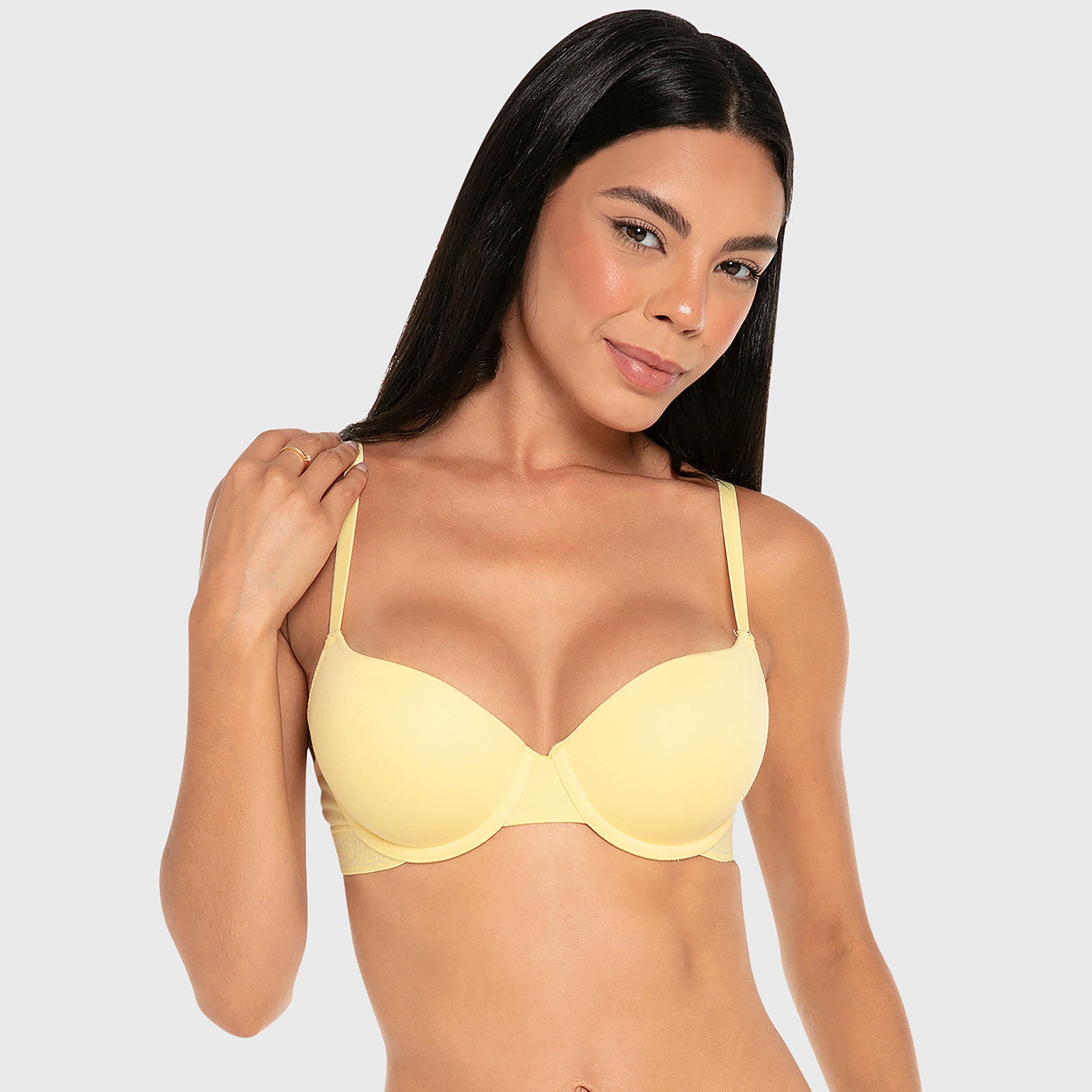 La Senza Trendy Nude Cotton Wired Medium Support Padded Women's Demi Bra-women-clothing-lingerie-bras-image-1