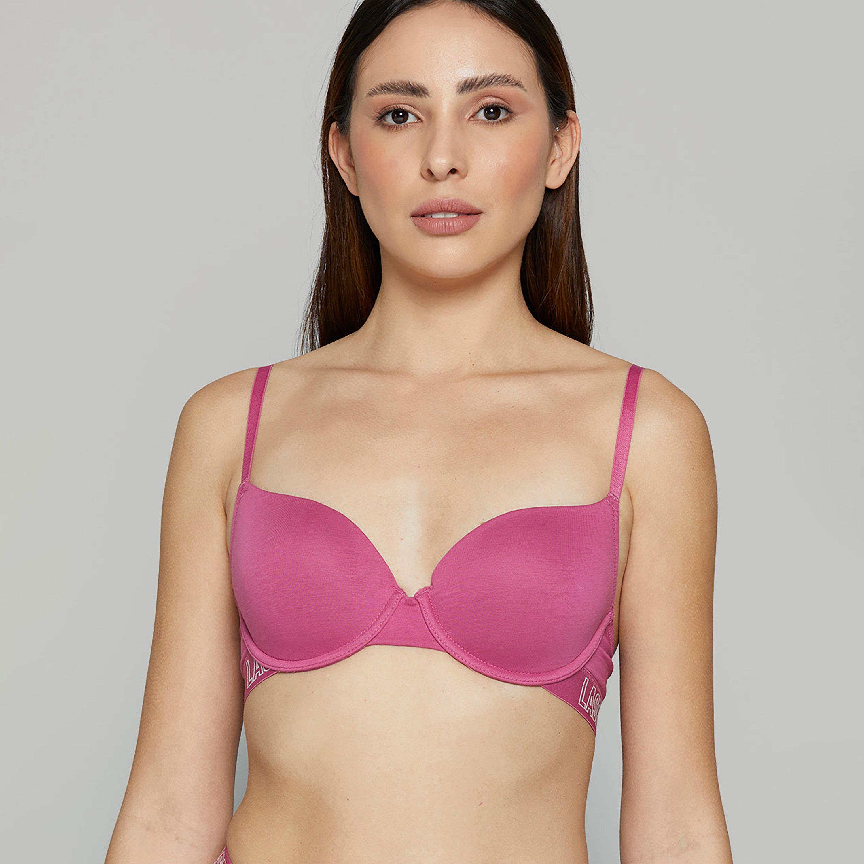 La Senza Trendy Nude Cotton Wired Medium Support Padded Women's Demi Bra-women-clothing-lingerie-bras-image-1