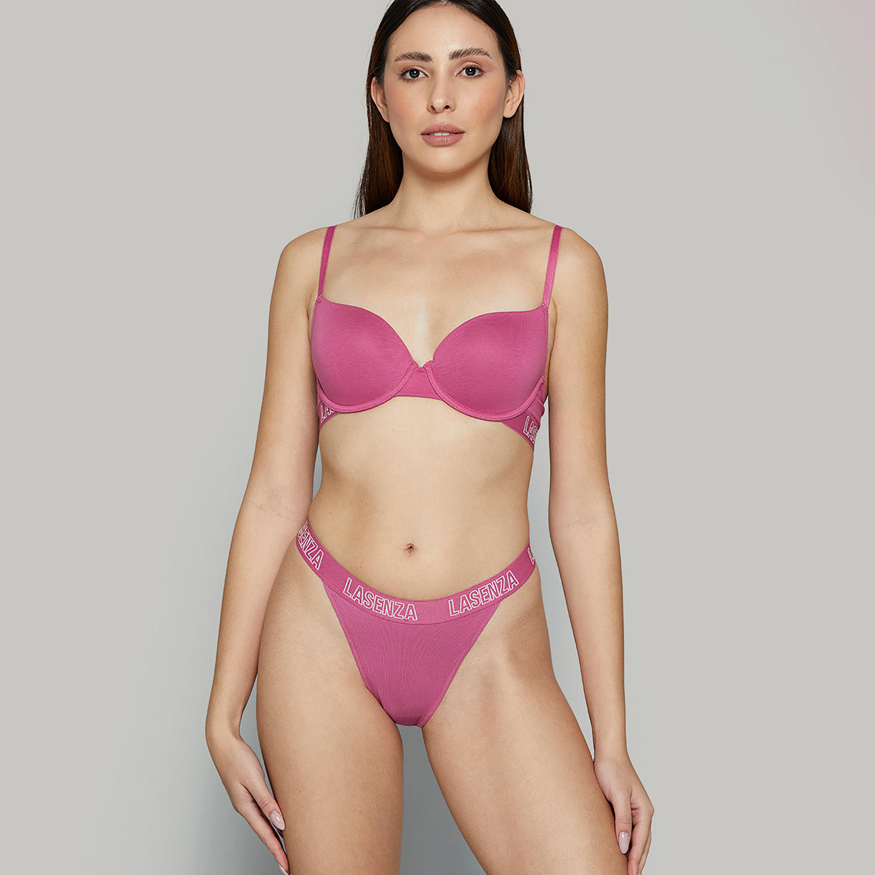 La Senza Trendy Nude Cotton Wired Medium Support Padded Women's Demi Bra-women-clothing-lingerie-bras-image-3
