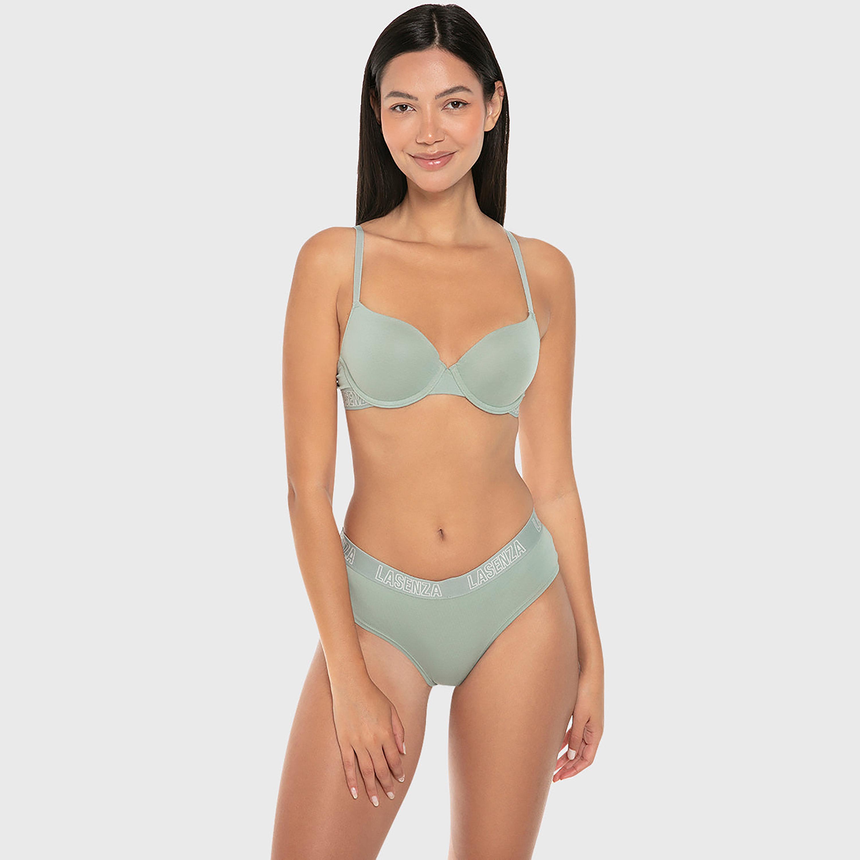 حمالة صدر نسائية نصفية مبطنة بالقطن البيج تريندي برباط ودعم متوسط من لا سينزا-women-clothing-lingerie-bras-image-3