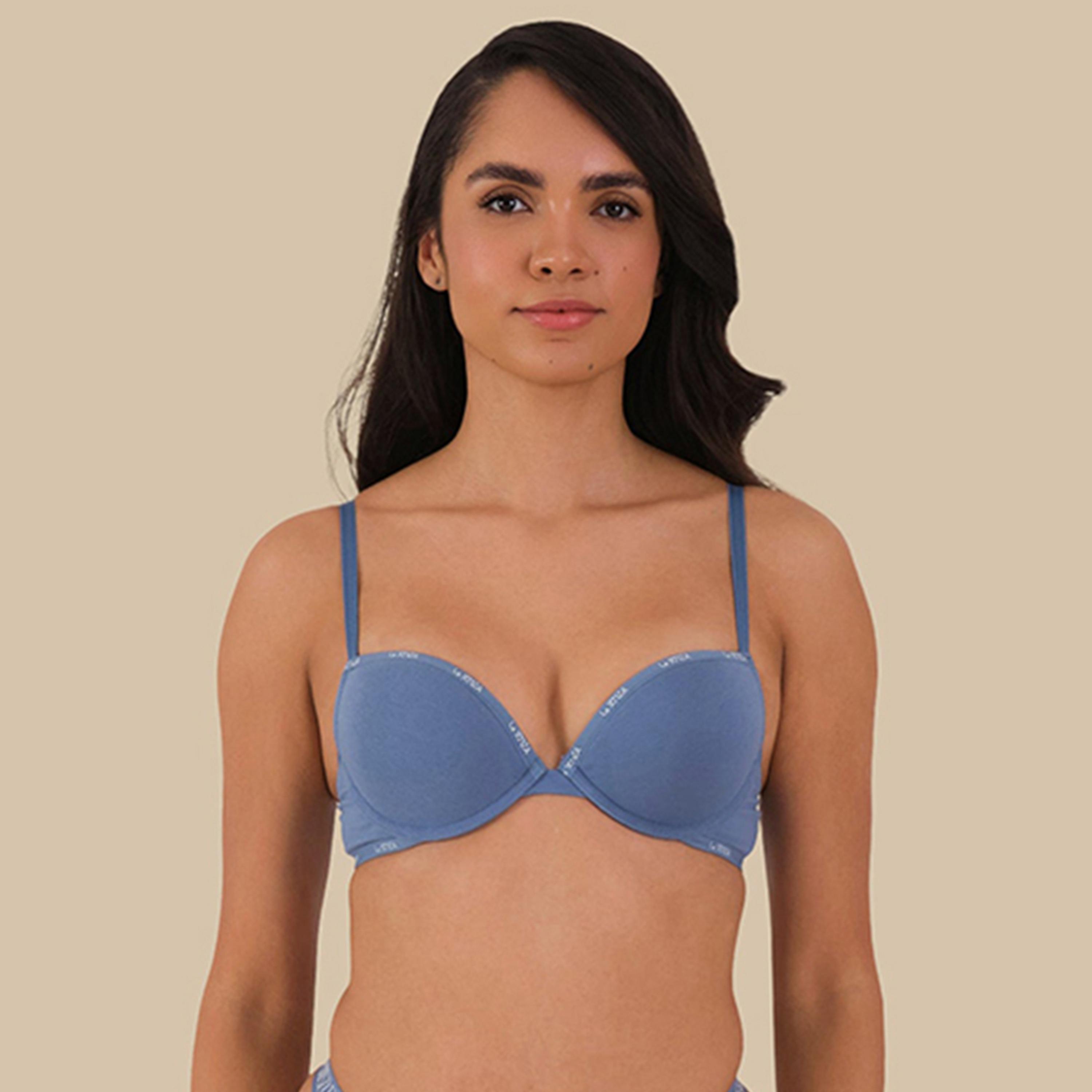 حمالة صدر بلانج نسائية مبطنة بدعم متوسط بسلك من القطن بشعار رفيع من لا سينزا-women-clothing-lingerie-bras-image-1