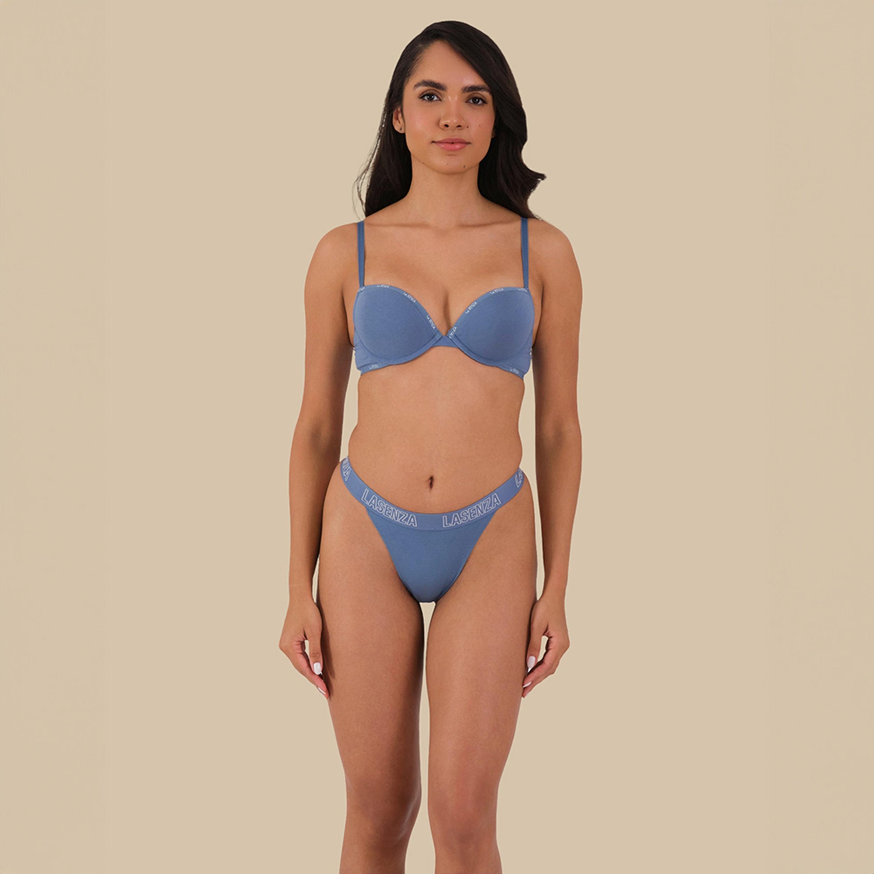 حمالة صدر بلانج نسائية مبطنة بدعم متوسط بسلك من القطن بشعار رفيع من لا سينزا-women-clothing-lingerie-bras-image-2