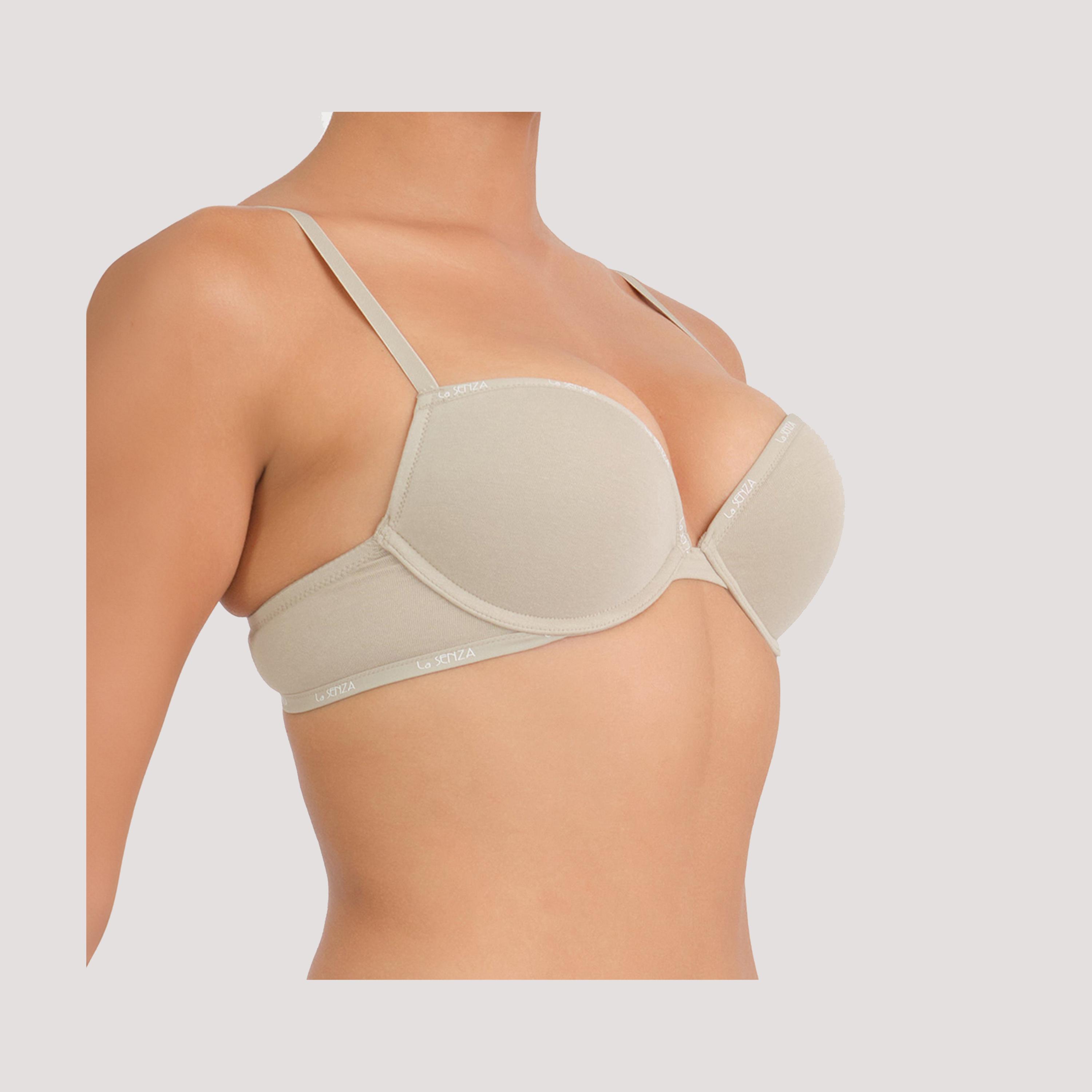 La Senza Trendy Nude Wired Medium Support Padded Women's Plunge Bra-women-clothing-lingerie-bras-image-1