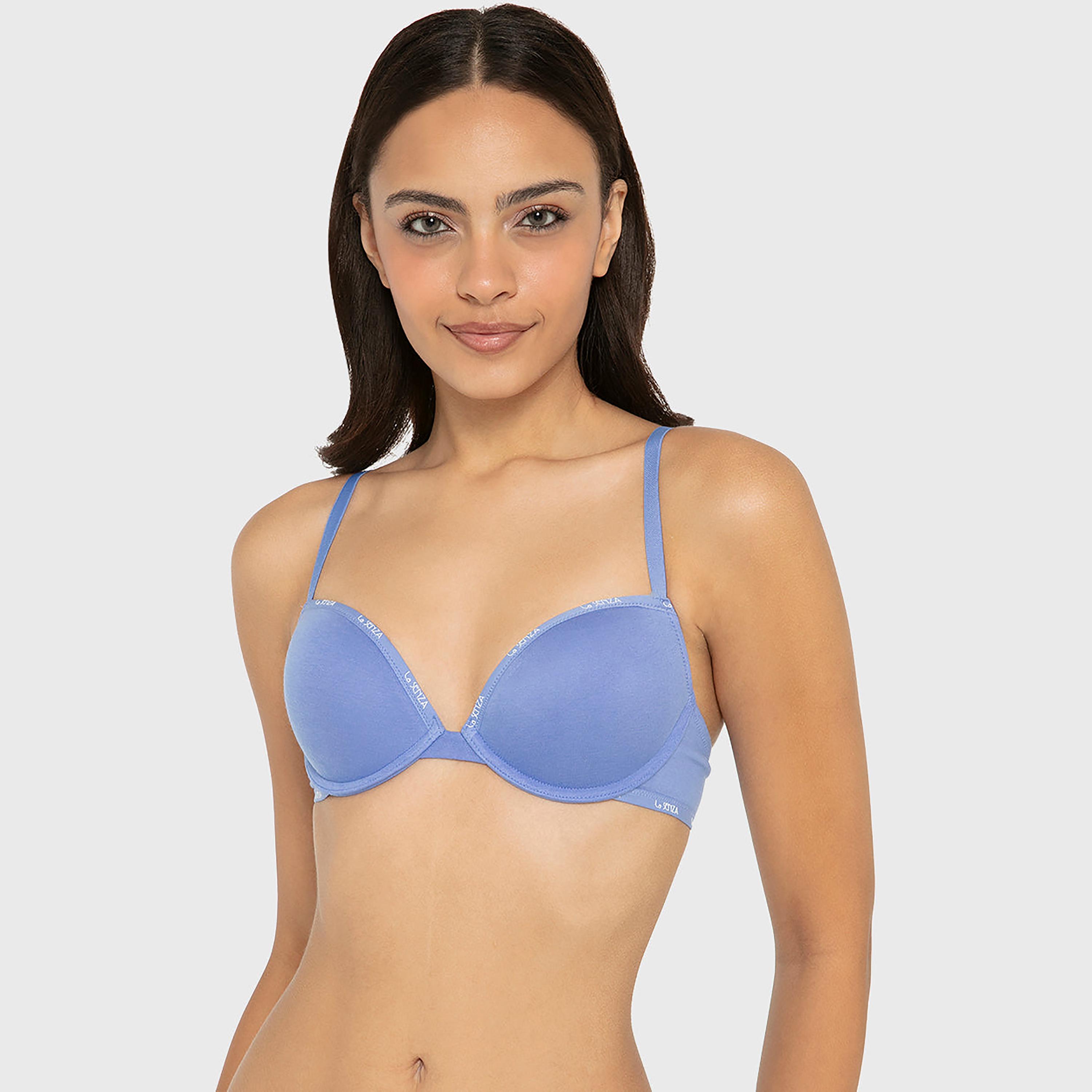 حمالة صدر "بوش أب" قطنية سادة بسلك سفلي ودعم متوسط وحشوة من لا سينزا-women-clothing-lingerie-bras-image-9