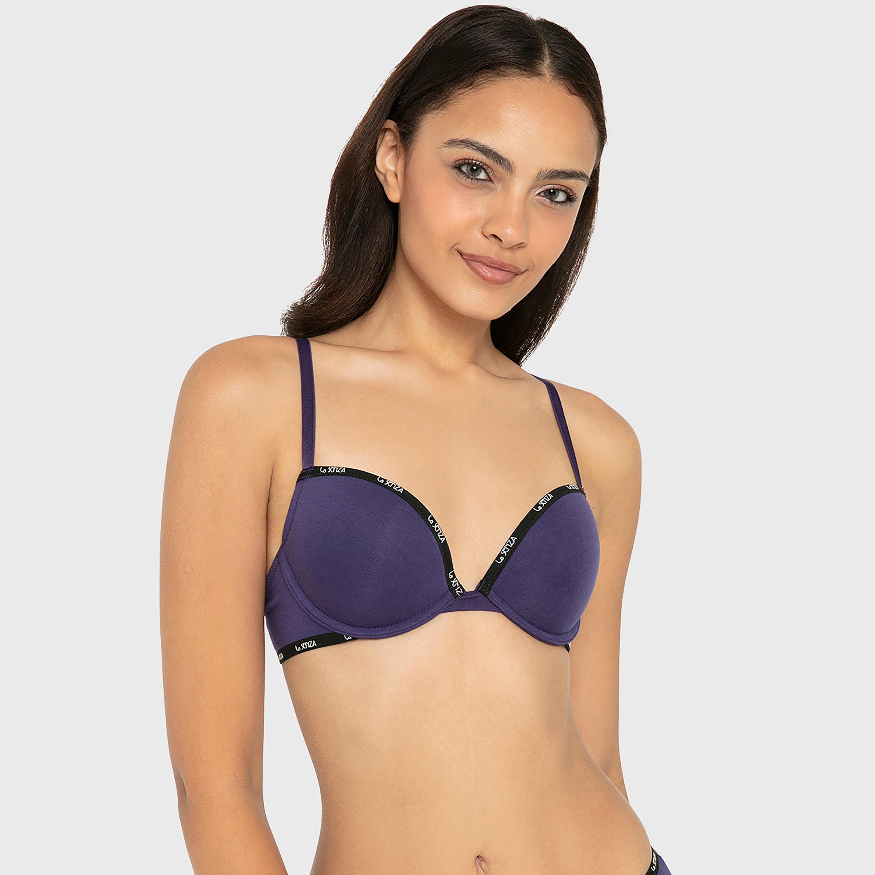 حمالة صدر "بوش أب" قطنية سادة بسلك سفلي ودعم متوسط وحشوة من لا سينزا-women-clothing-lingerie-bras-image-13