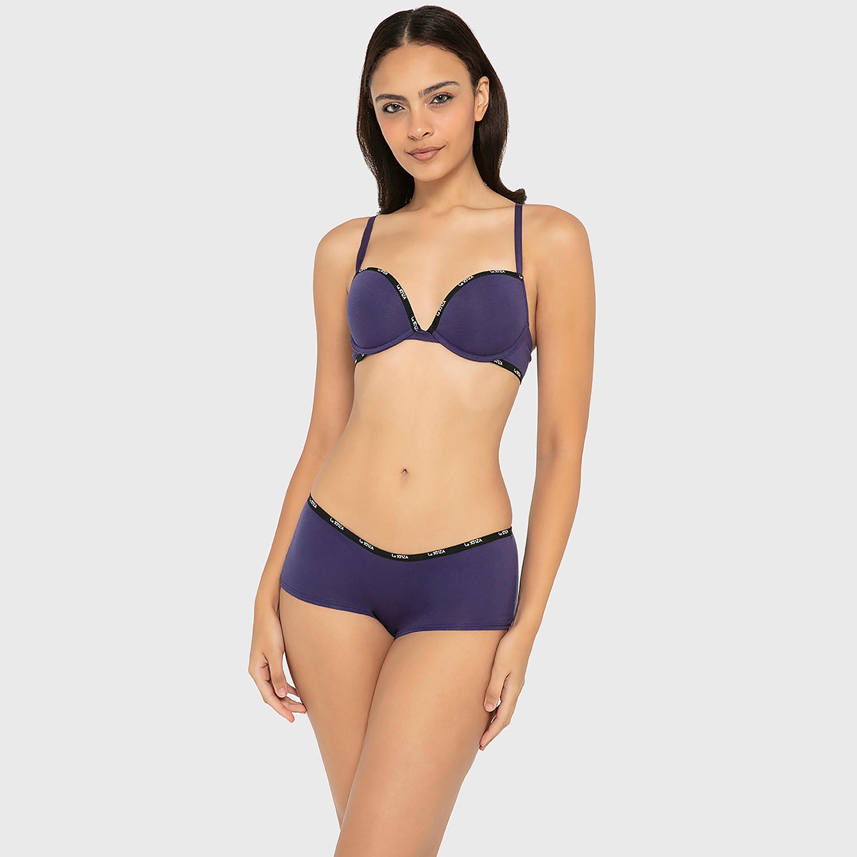 حمالة صدر "بوش أب" قطنية سادة بسلك سفلي ودعم متوسط وحشوة من لا سينزا-women-clothing-lingerie-bras-image-14
