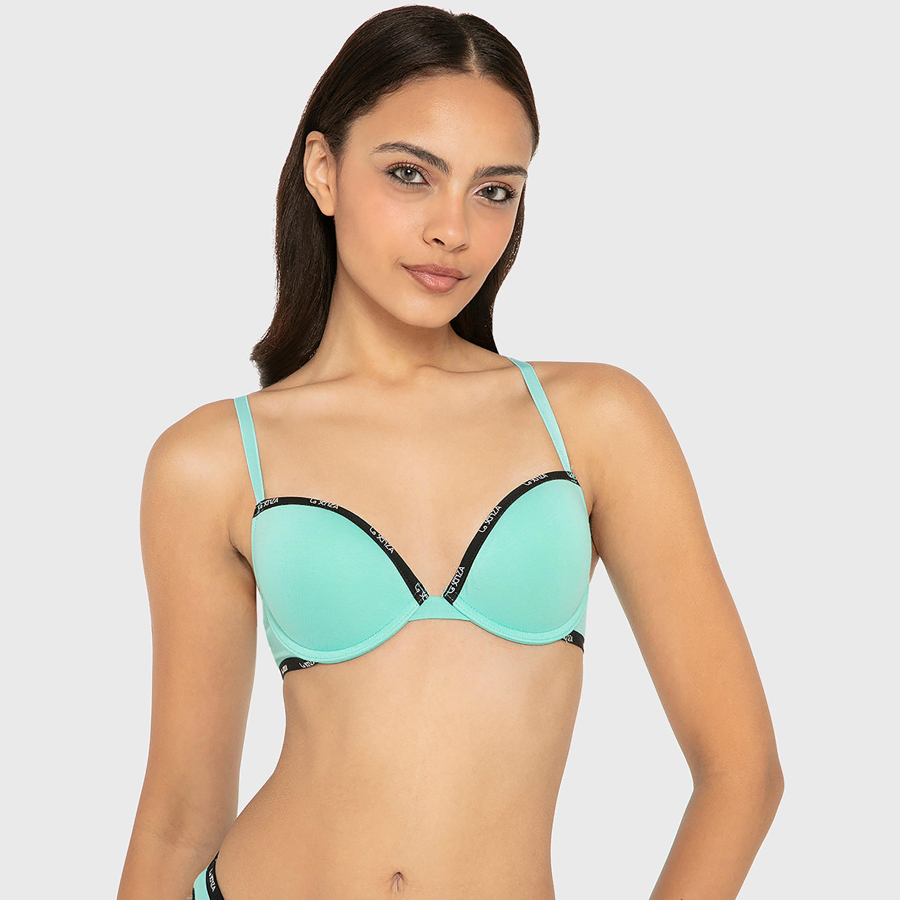 حمالة صدر "بوش أب" قطنية سادة بسلك سفلي ودعم متوسط وحشوة من لا سينزا-women-clothing-lingerie-bras-image-17
