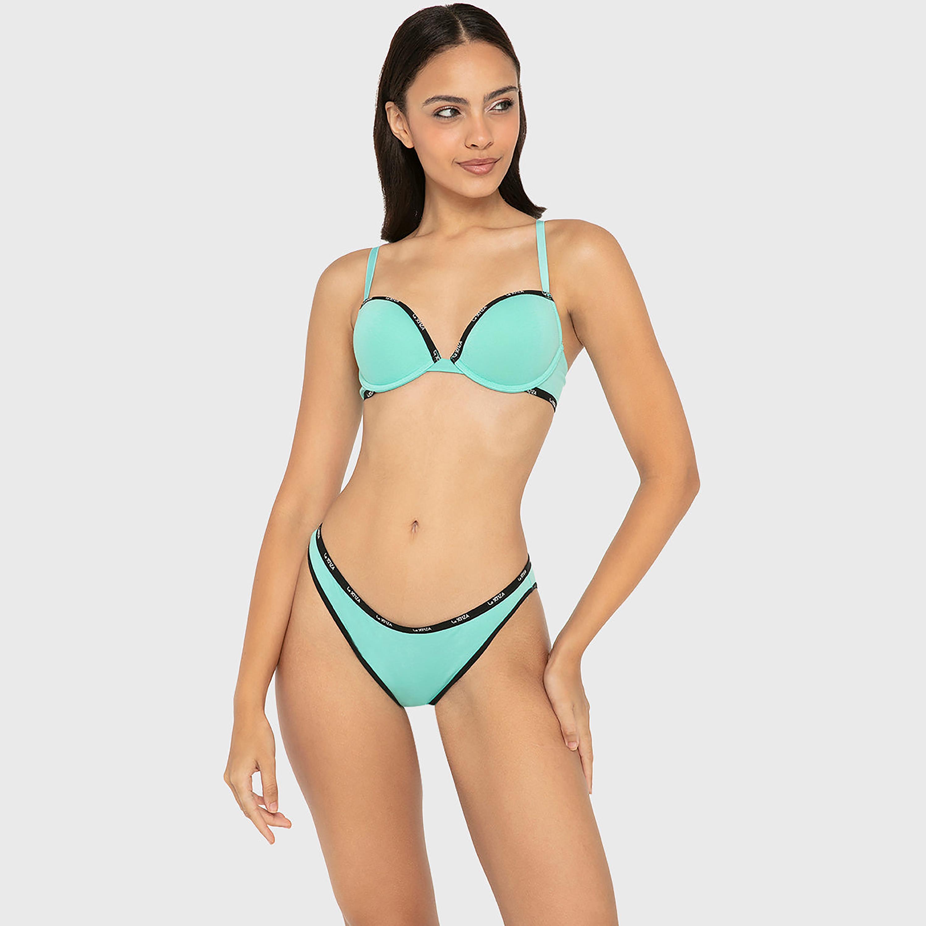 حمالة صدر "بوش أب" قطنية سادة بسلك سفلي ودعم متوسط وحشوة من لا سينزا-women-clothing-lingerie-bras-image-18