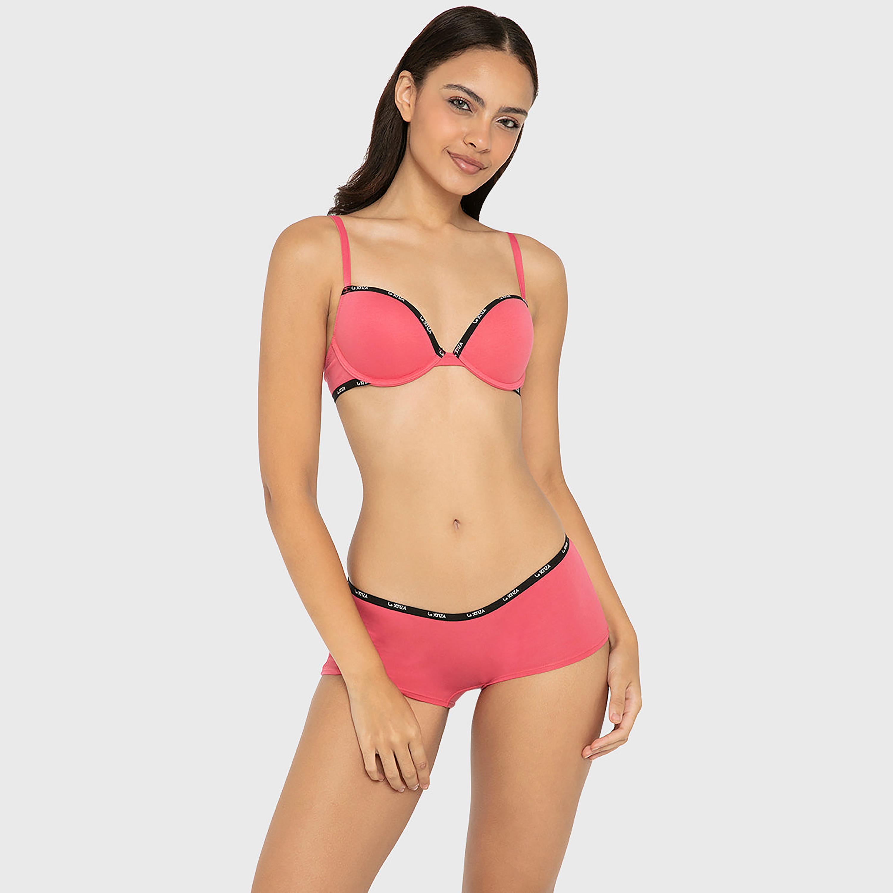 حمالة صدر "بوش أب" قطنية سادة بسلك سفلي ودعم متوسط وحشوة من لا سينزا-women-clothing-lingerie-bras-image-2