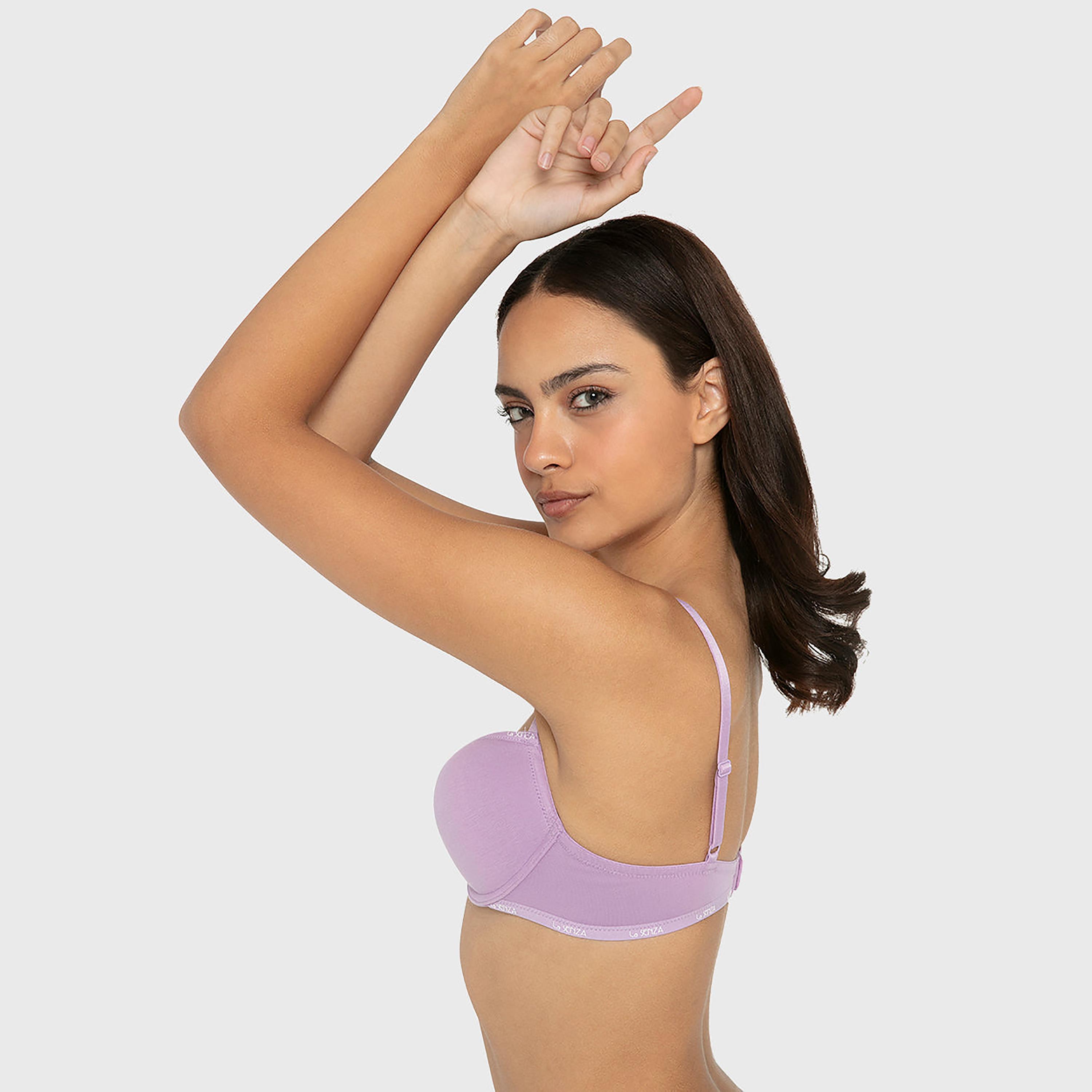 حمالة صدر "بوش أب" قطنية سادة بسلك سفلي ودعم متوسط وحشوة من لا سينزا-women-clothing-lingerie-bras-image-8