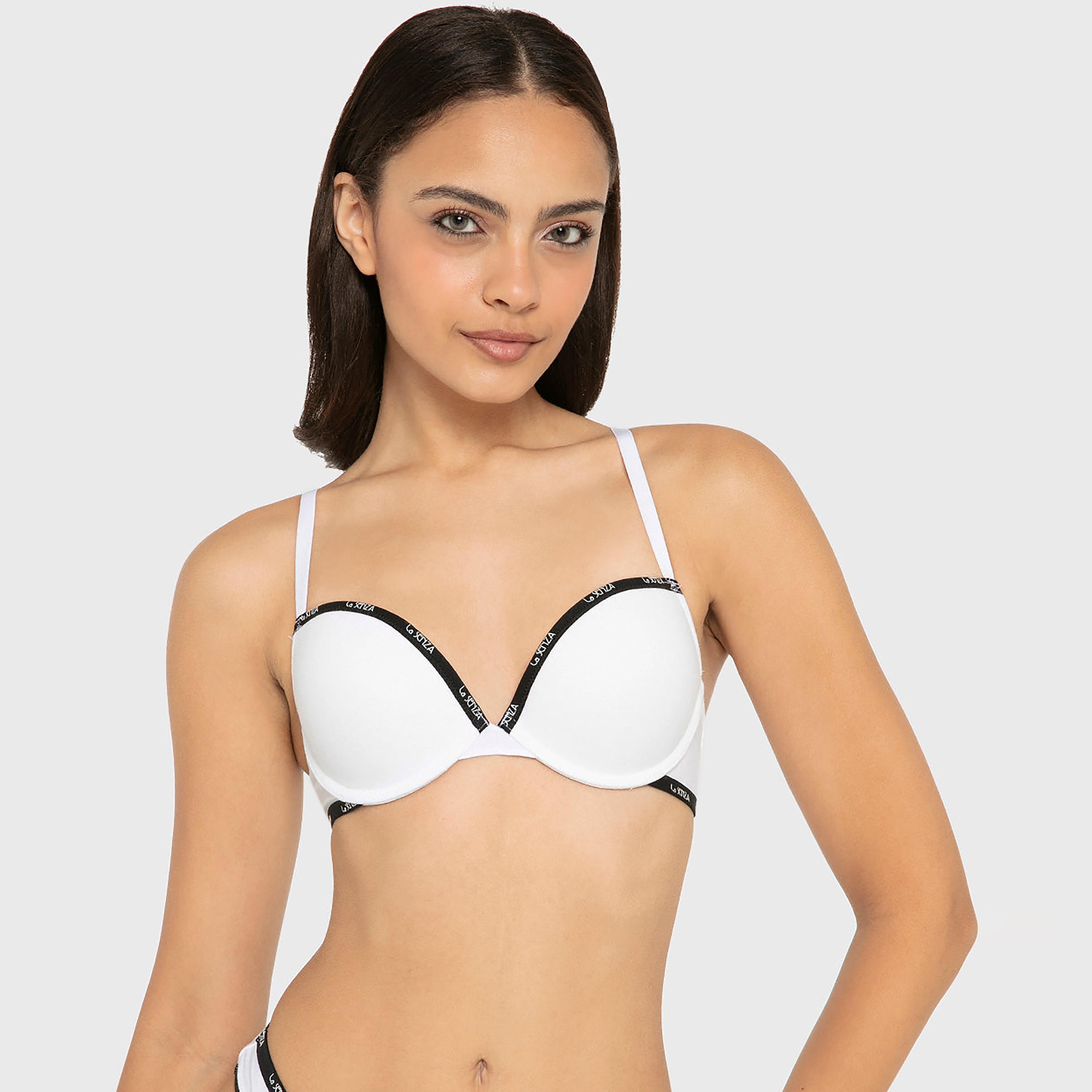حمالة صدر "بوش أب" قطنية سادة بسلك سفلي ودعم متوسط وحشوة من لا سينزا-women-clothing-lingerie-bras-image-21