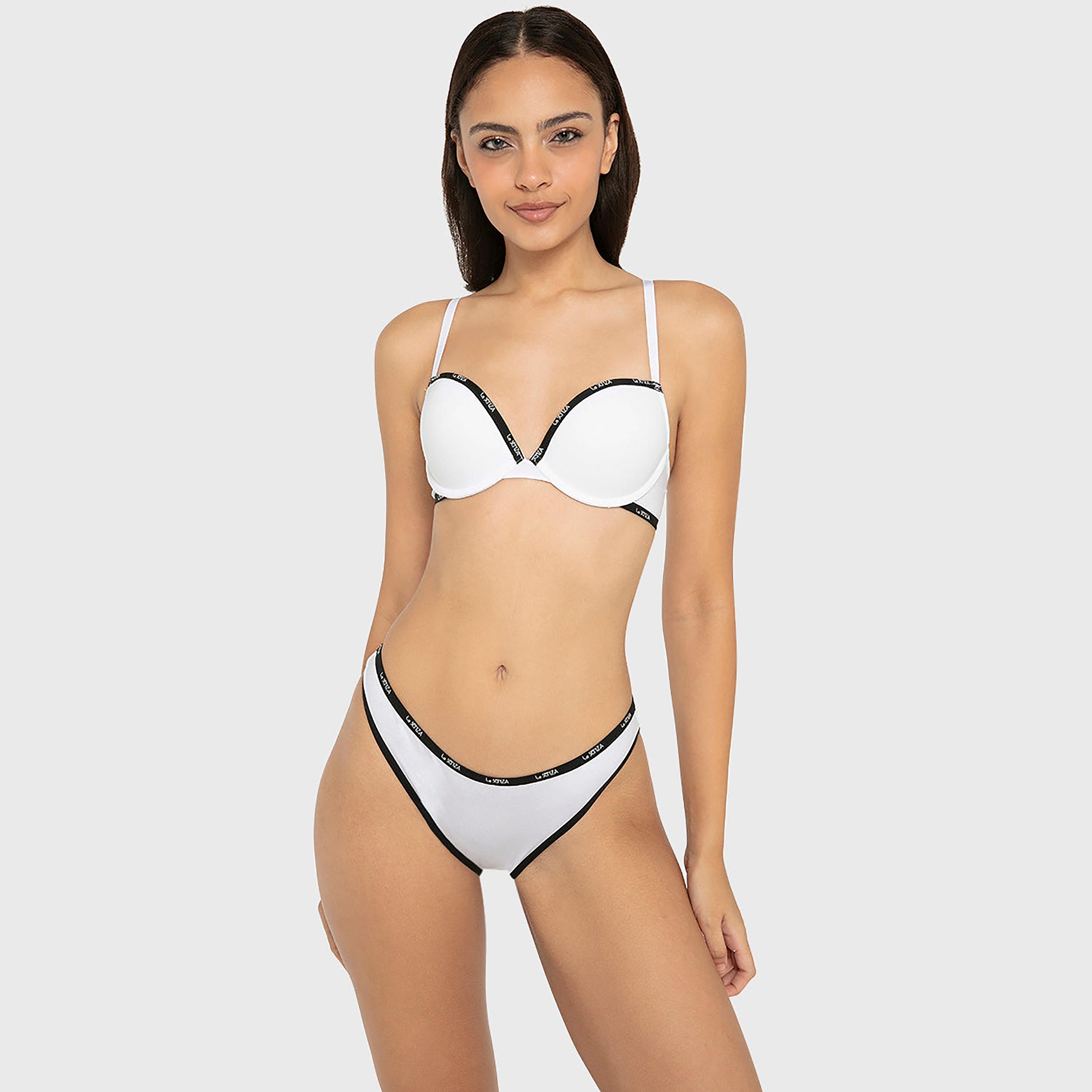حمالة صدر "بوش أب" قطنية سادة بسلك سفلي ودعم متوسط وحشوة من لا سينزا-women-clothing-lingerie-bras-image-22