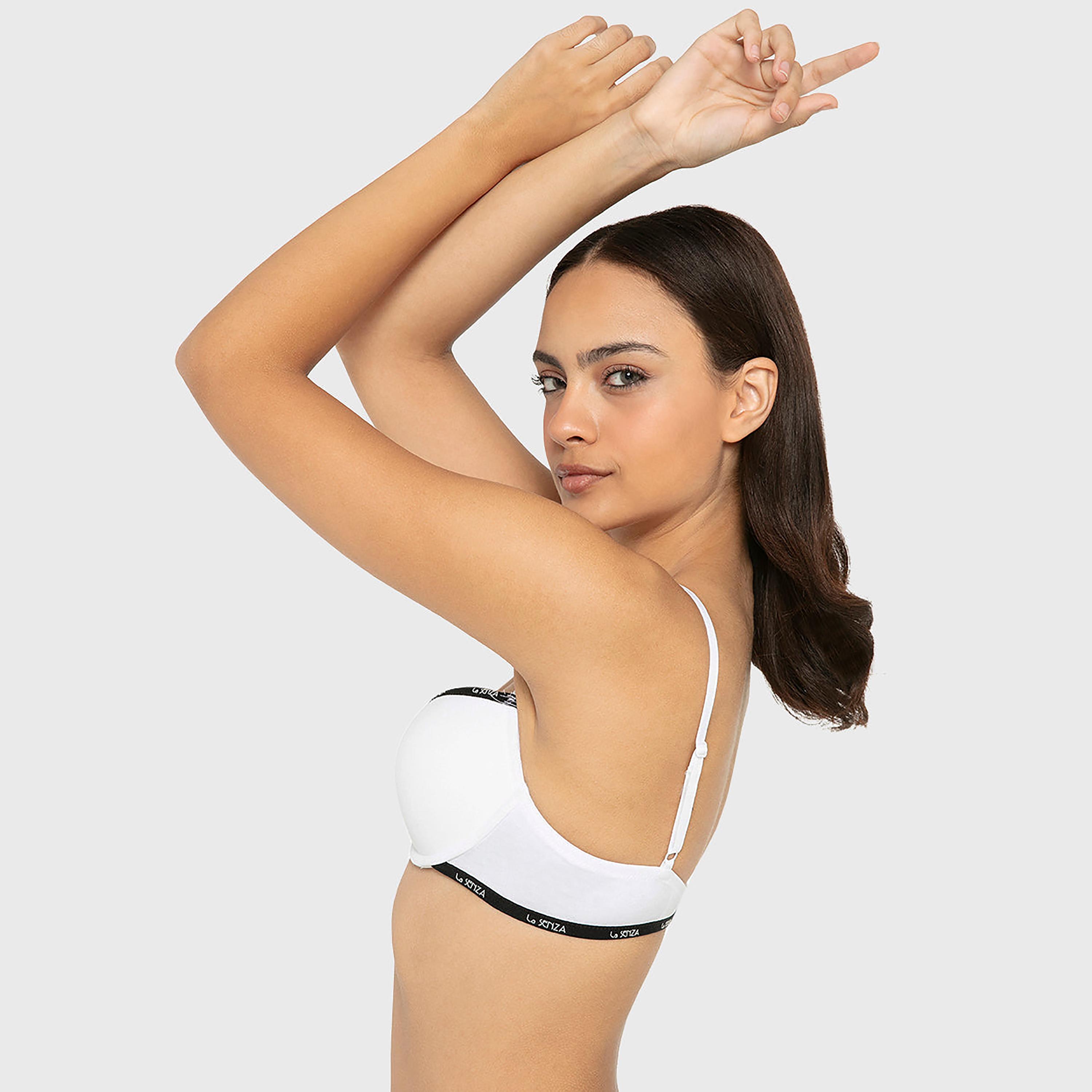 حمالة صدر "بوش أب" قطنية سادة بسلك سفلي ودعم متوسط وحشوة من لا سينزا-women-clothing-lingerie-bras-image-24