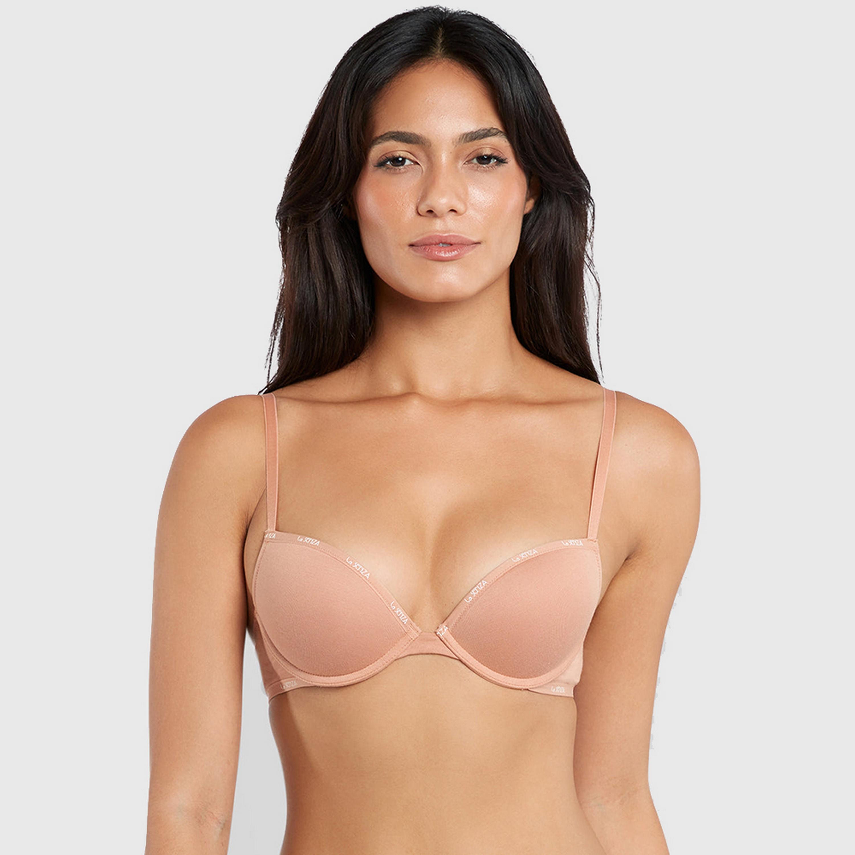 La Senza Remix Cotton Wired Medium Support Padded Women's Plunge Bra-women-clothing-lingerie-bras-image-5