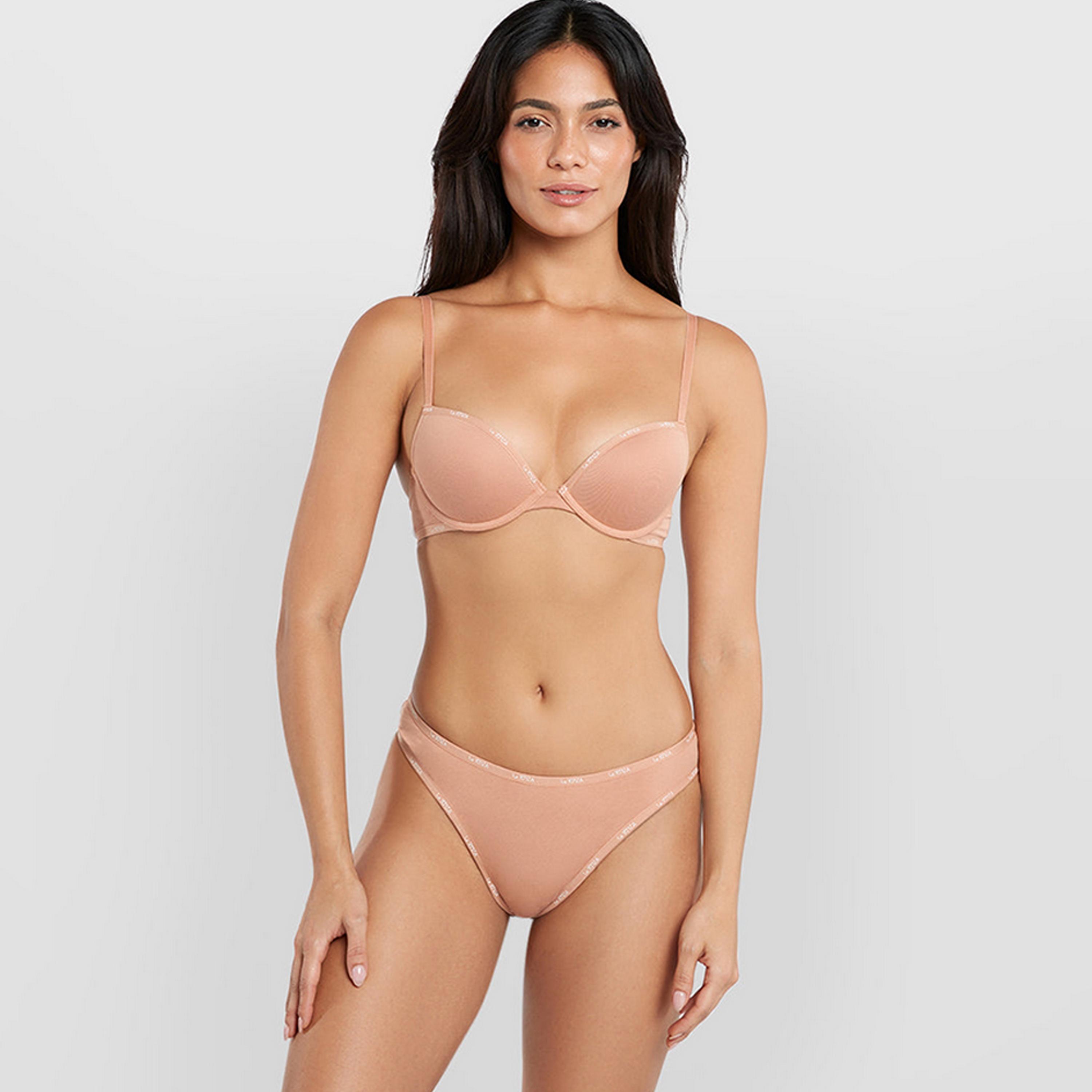La Senza Remix Cotton Wired Medium Support Padded Women's Plunge Bra-women-clothing-lingerie-bras-image-7
