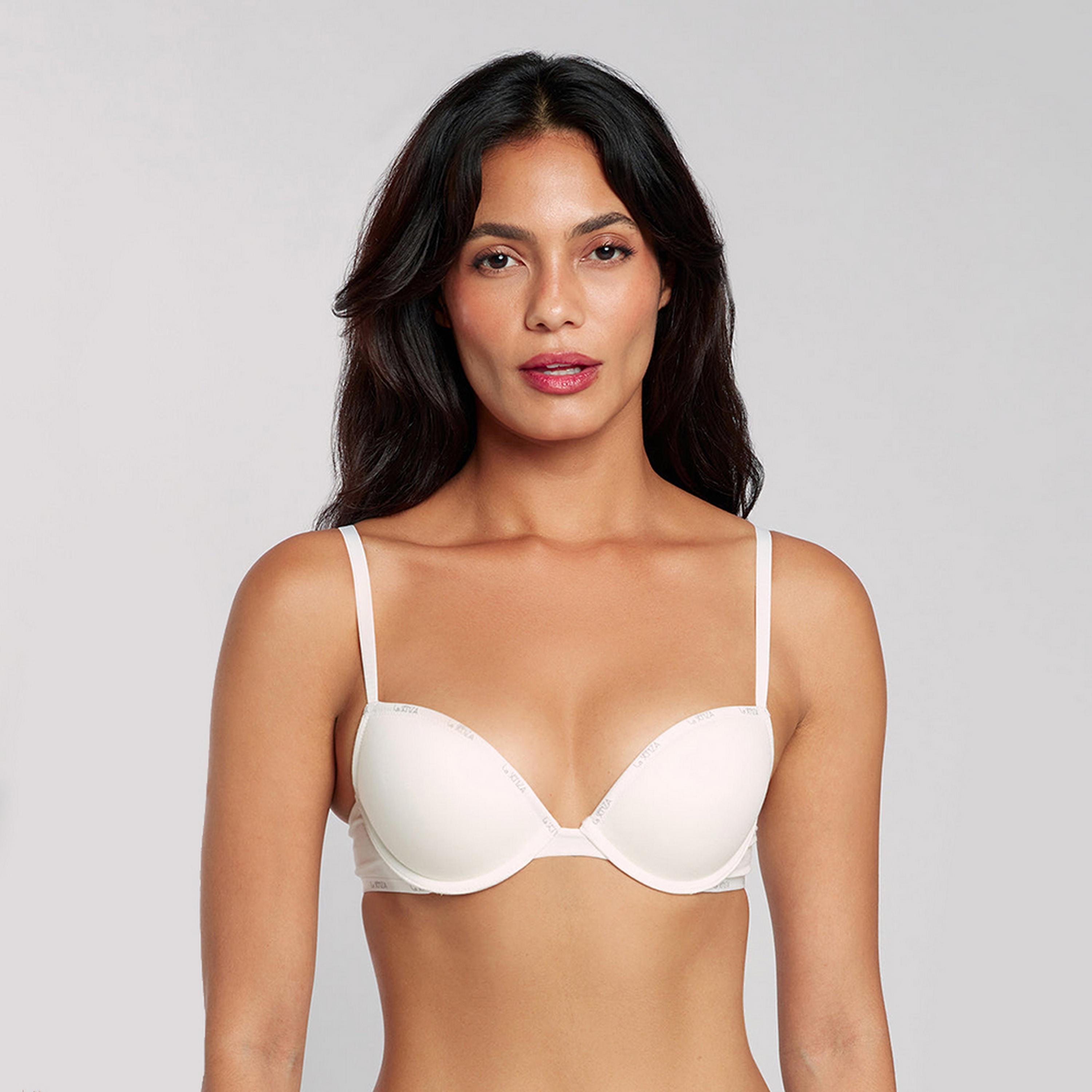 La Senza Remix Cotton Wired Medium Support Padded Women's Plunge Bra-women-clothing-lingerie-bras-image-1