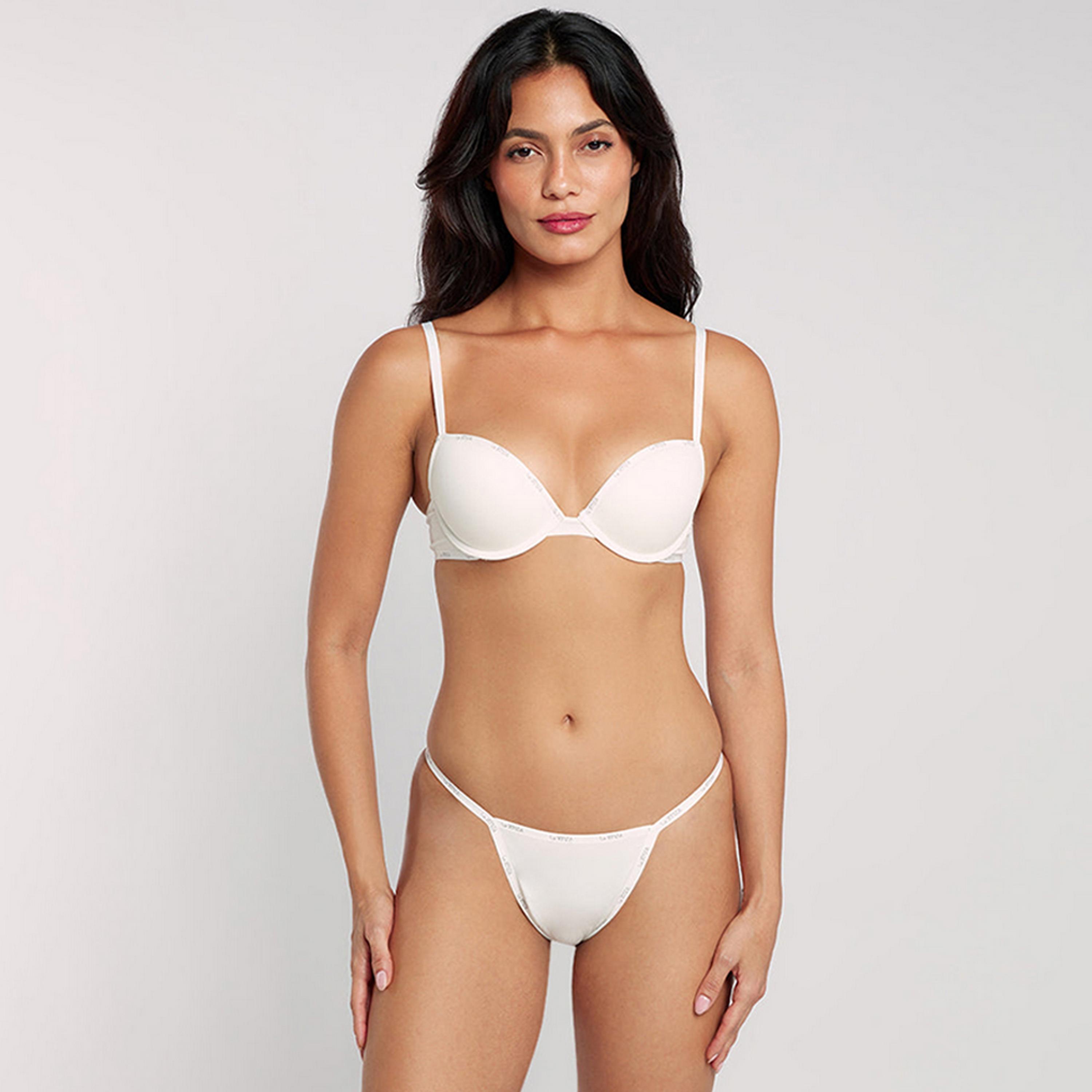 La Senza Remix Cotton Wired Medium Support Padded Women's Plunge Bra-women-clothing-lingerie-bras-image-3