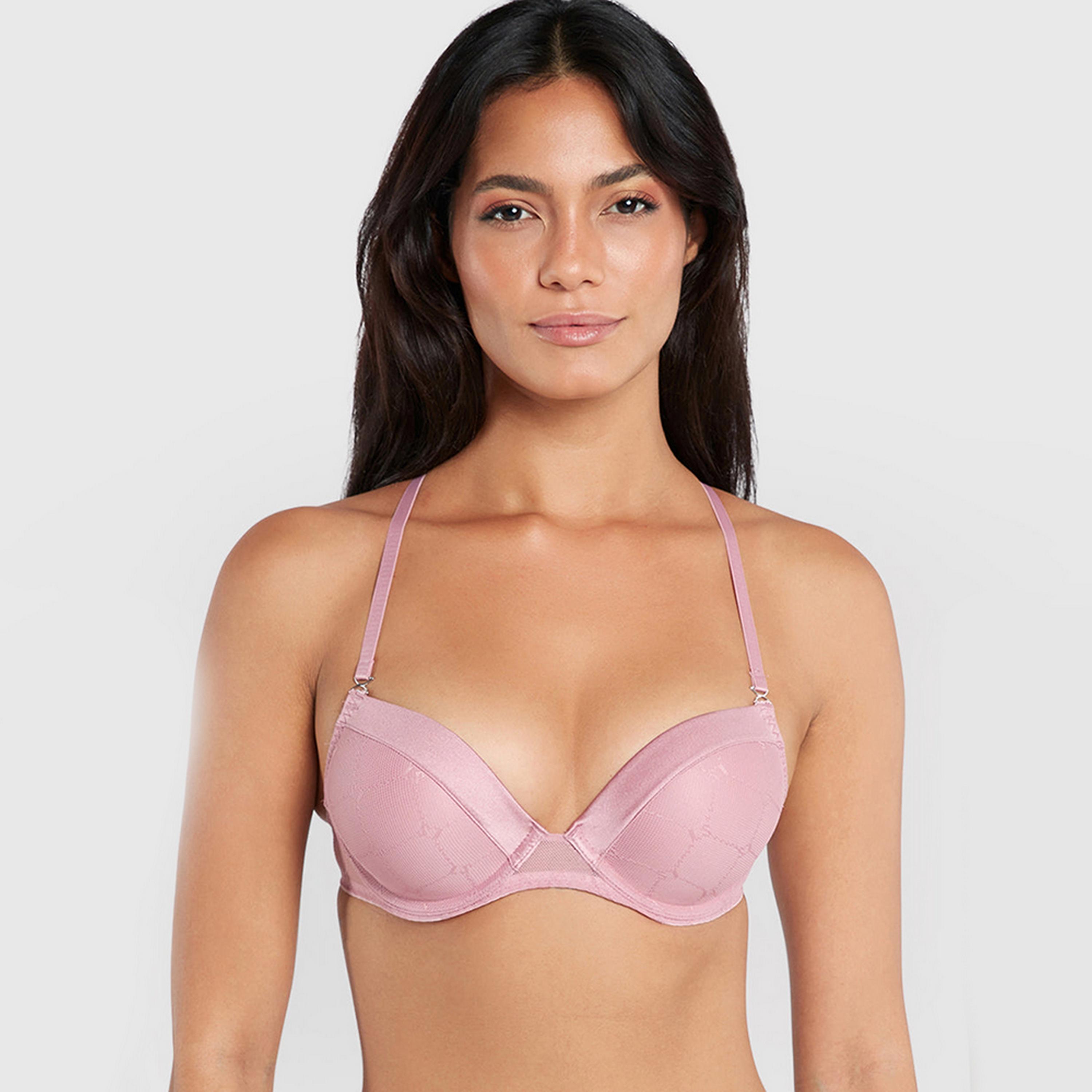 La Senza Hello Sugar Mesh Wired High Support Padded Women's Double Push-Up Plunge Bra-women-clothing-lingerie-bras-image-1
