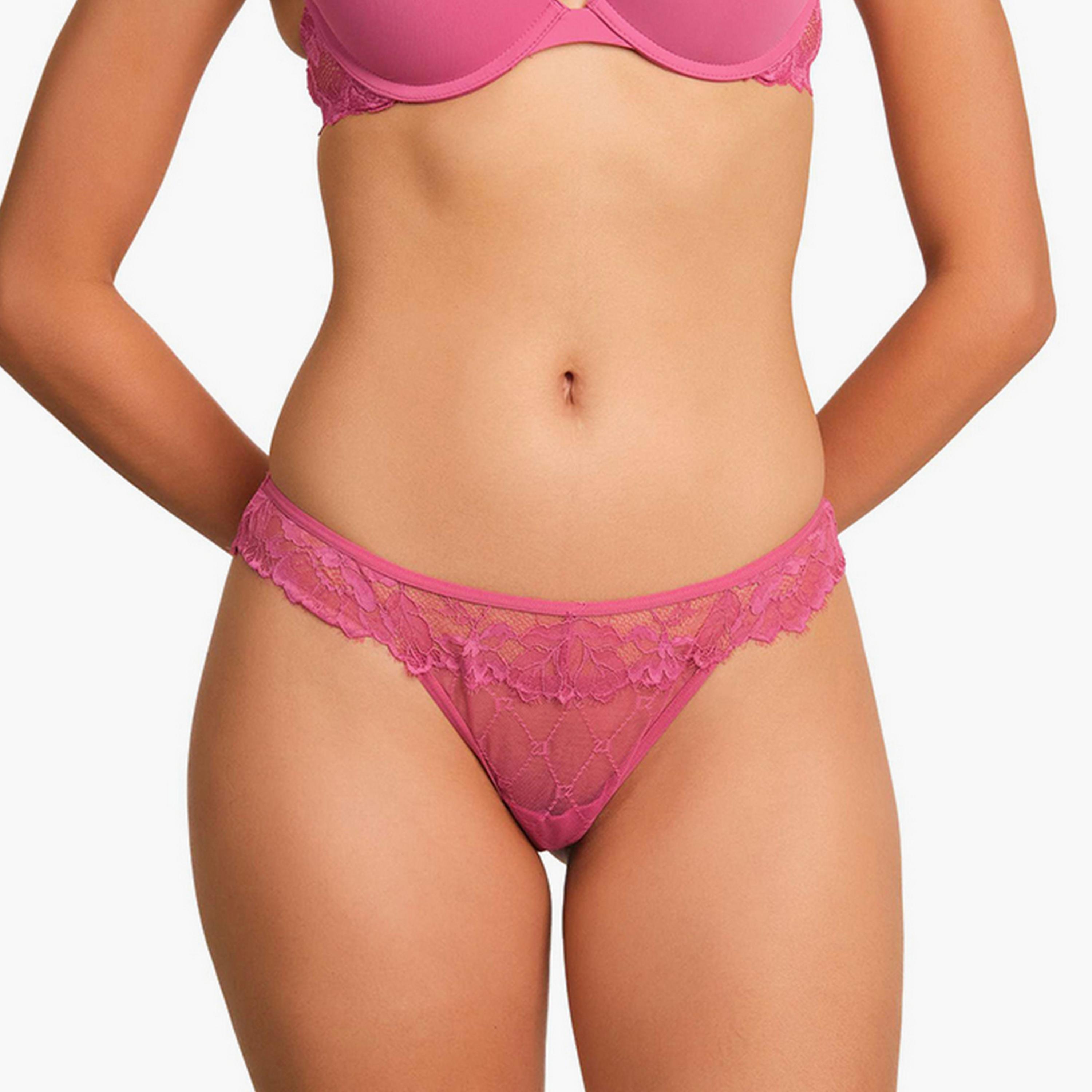 La Senza Sexy Lace Low Coverage Women's Thongs-women-clothing-lingerie-panties-image-5