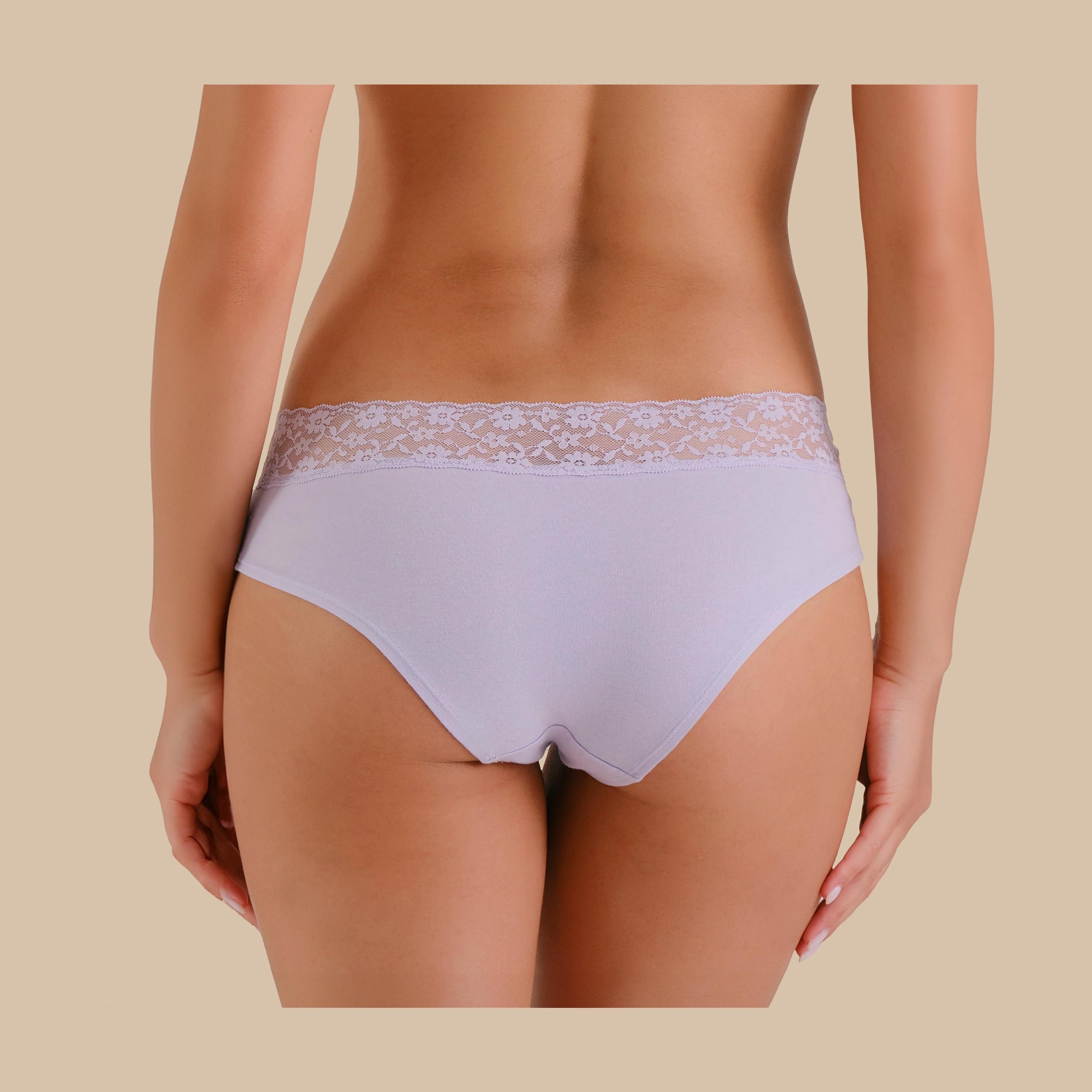 سروال داخلي نسائي هيبيستر بتغطية كاملة من الدانتيل الليلكي الأساسي من لا سينزا-women-clothing-lingerie-panties-image-3