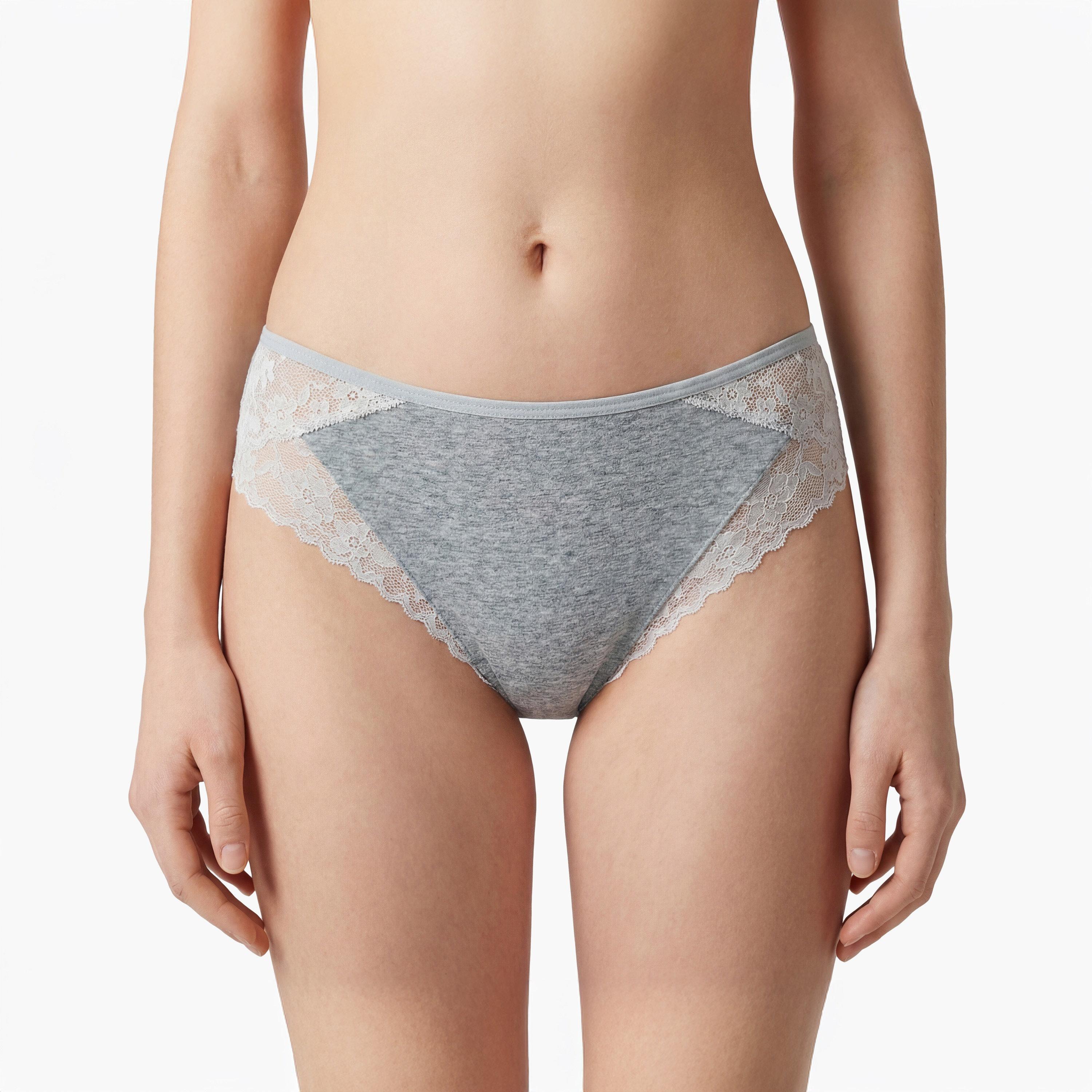 سروال داخلي نسائي "شيكي" تغطية منخفضة "ريمكس" - رمادي من لا سنزا-women-clothing-lingerie-panties-image-1