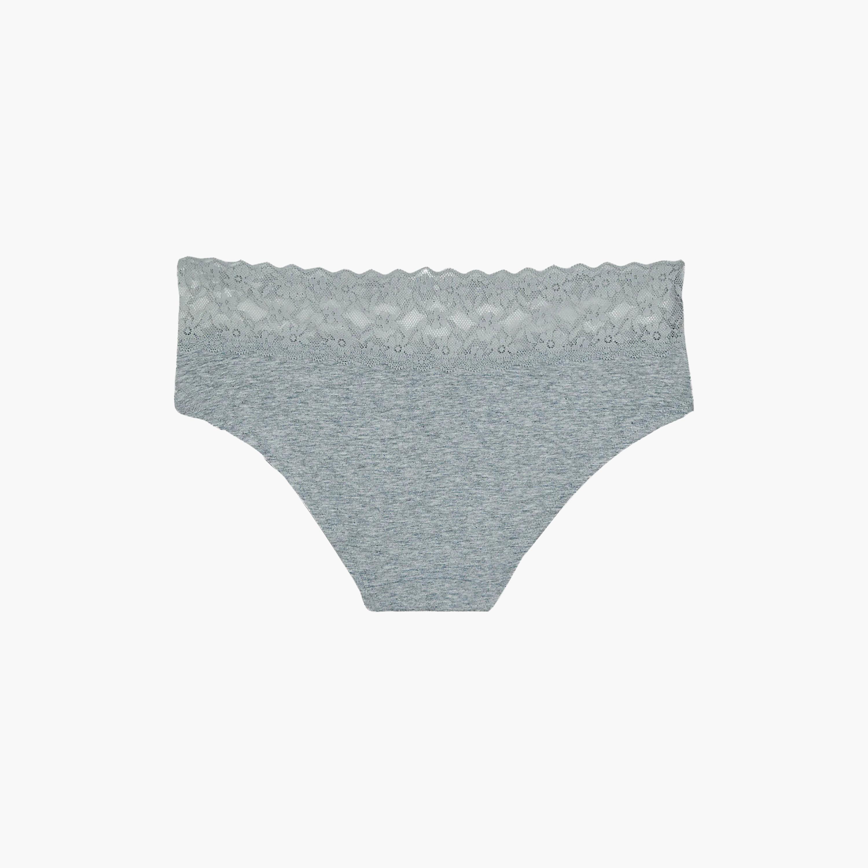 La Senza Remix Grey Lace Medium Coverage Women's Hipster Panty-women-clothing-lingerie-panties-image-2