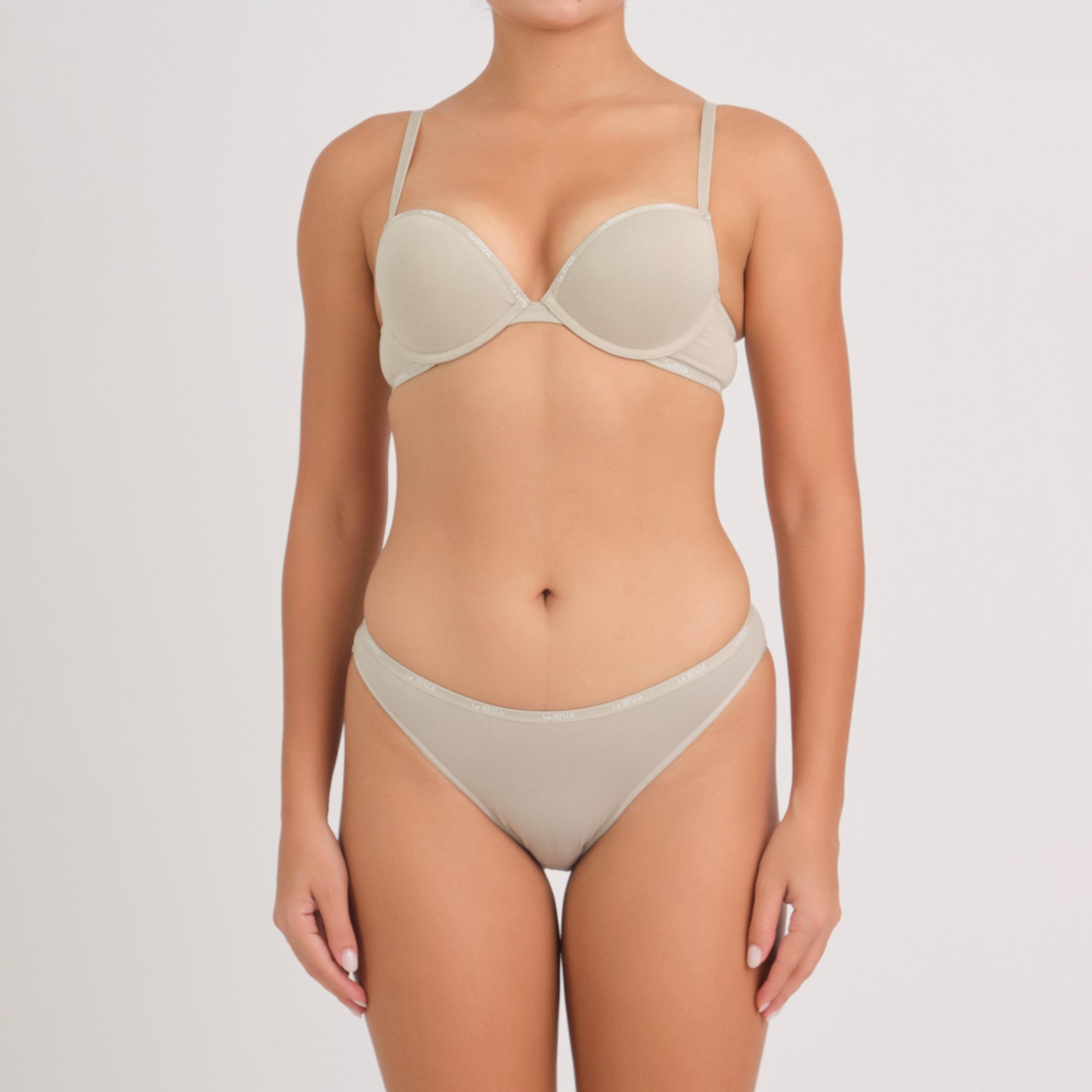 سراويل داخلية نسائية بي كيني عصرية من القطن الرمادي بتغطية متوسطة من لا سنزا-women-clothing-lingerie-panties-image-2