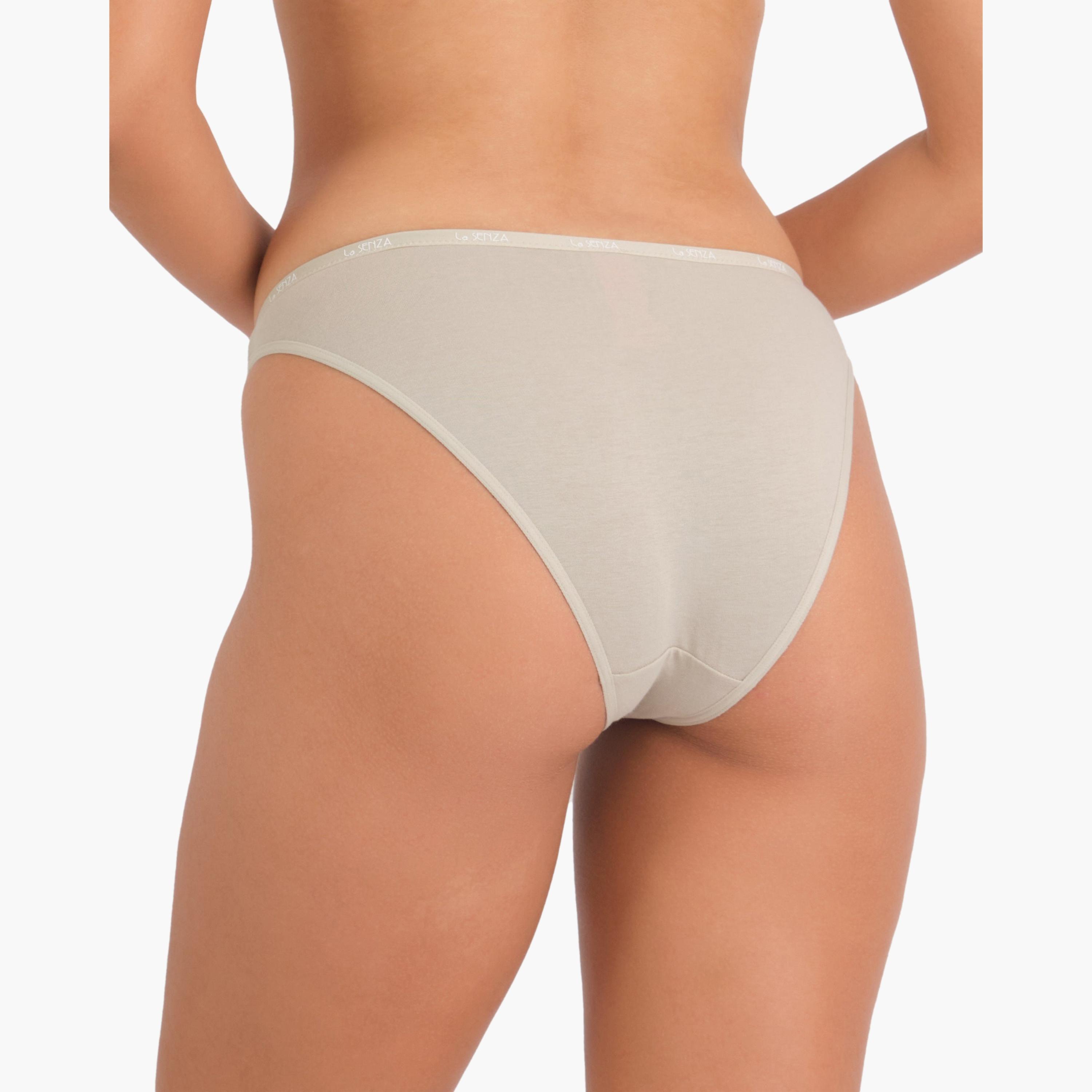 سراويل داخلية نسائية بي كيني عصرية من القطن الرمادي بتغطية متوسطة من لا سنزا-women-clothing-lingerie-panties-image-4