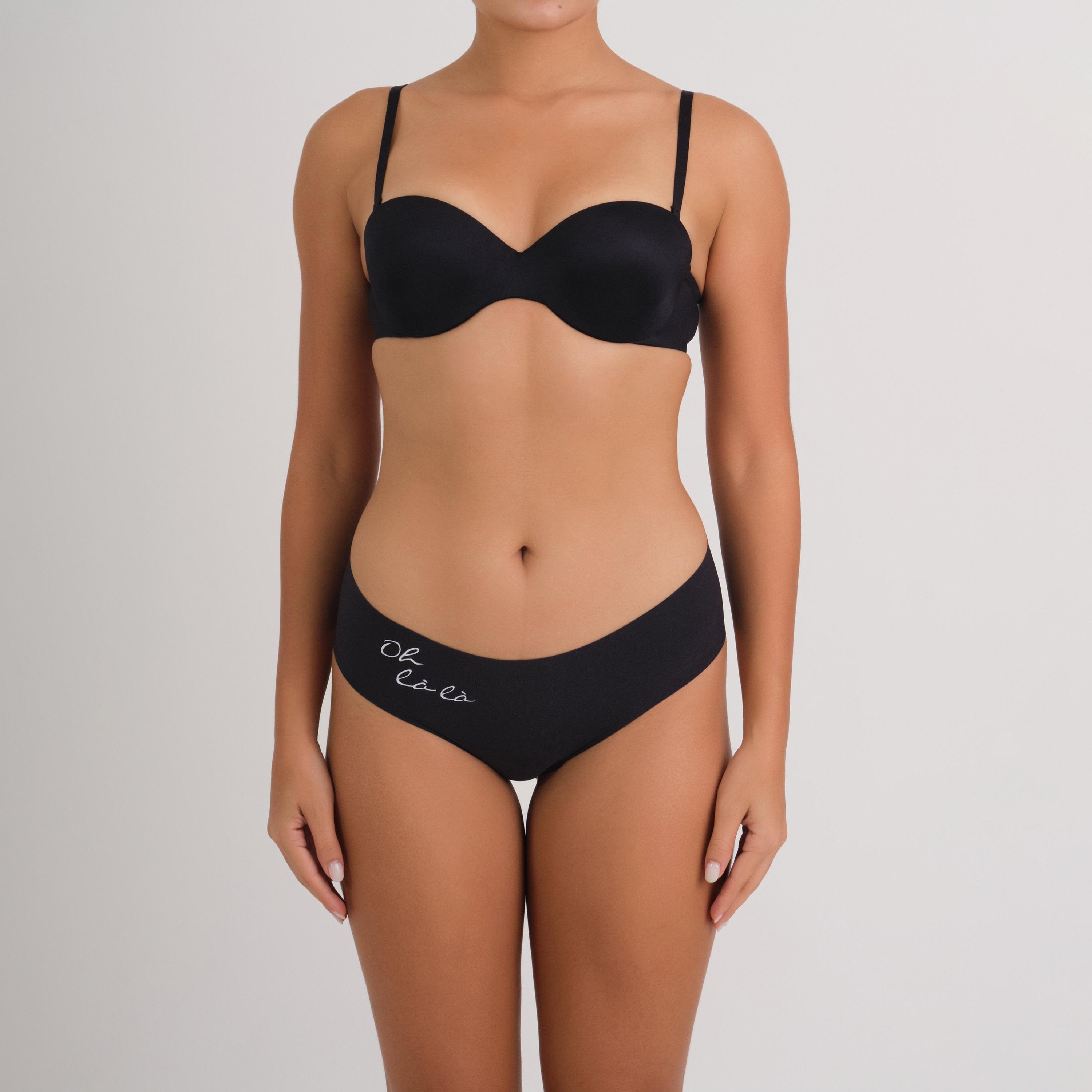 La Senza Seamless Micro Black Medium Coverage Women's Cheeky Panties-women-clothing-lingerie-panties-image-2