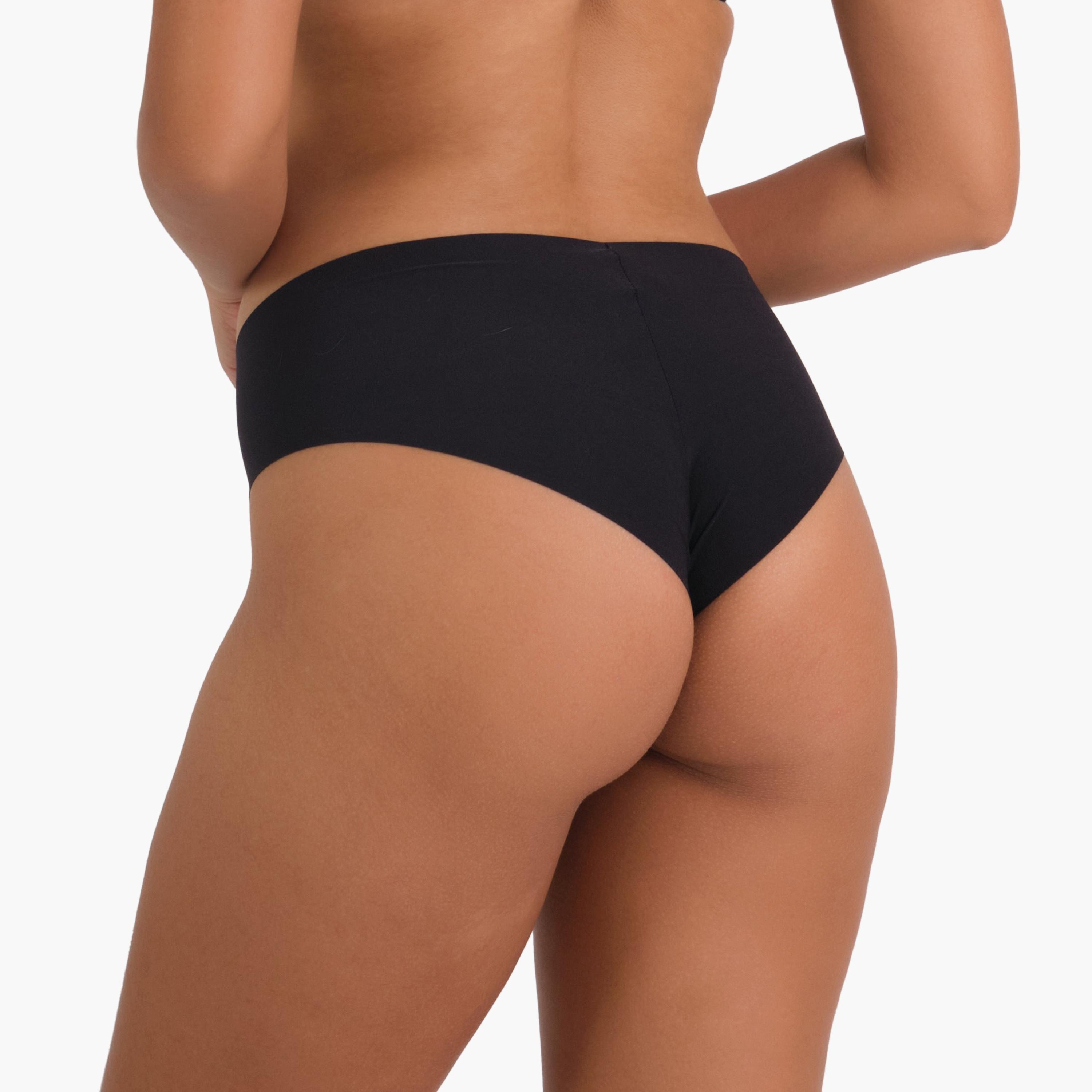 La Senza Seamless Micro Black Medium Coverage Women's Cheeky Panties-women-clothing-lingerie-panties-image-4