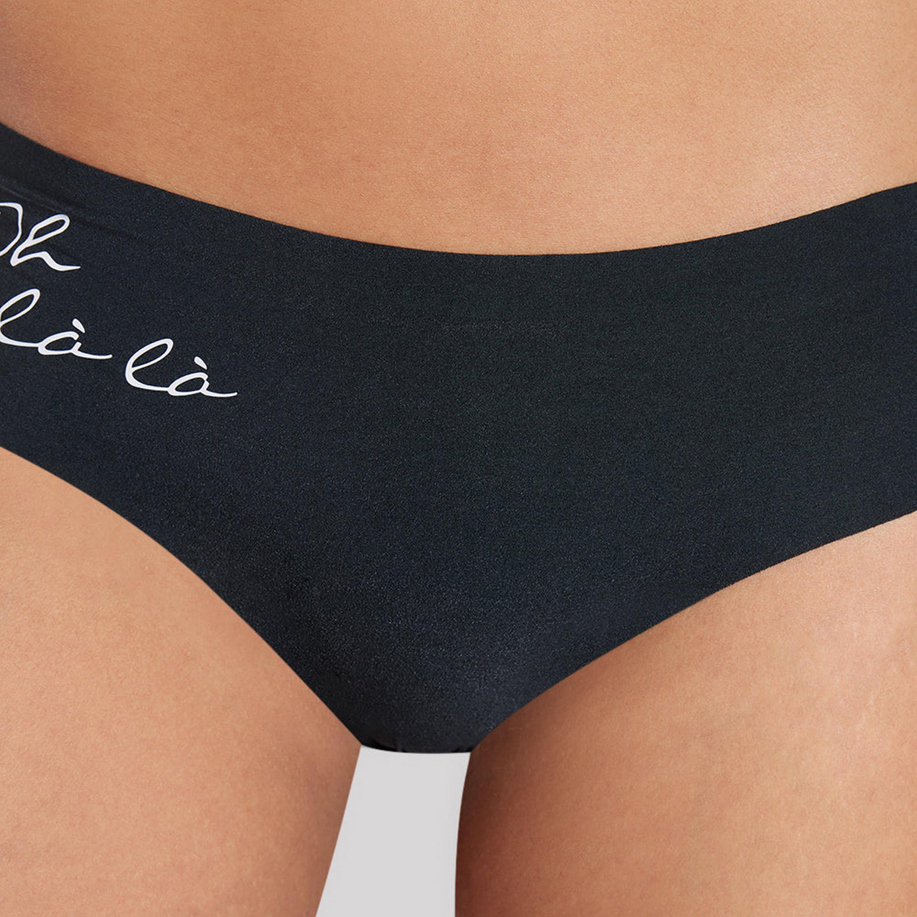 La Senza Seamless Micro Black Printed Medium Coverage Women's Cheeky Panties-women-clothing-lingerie-panties-image-4