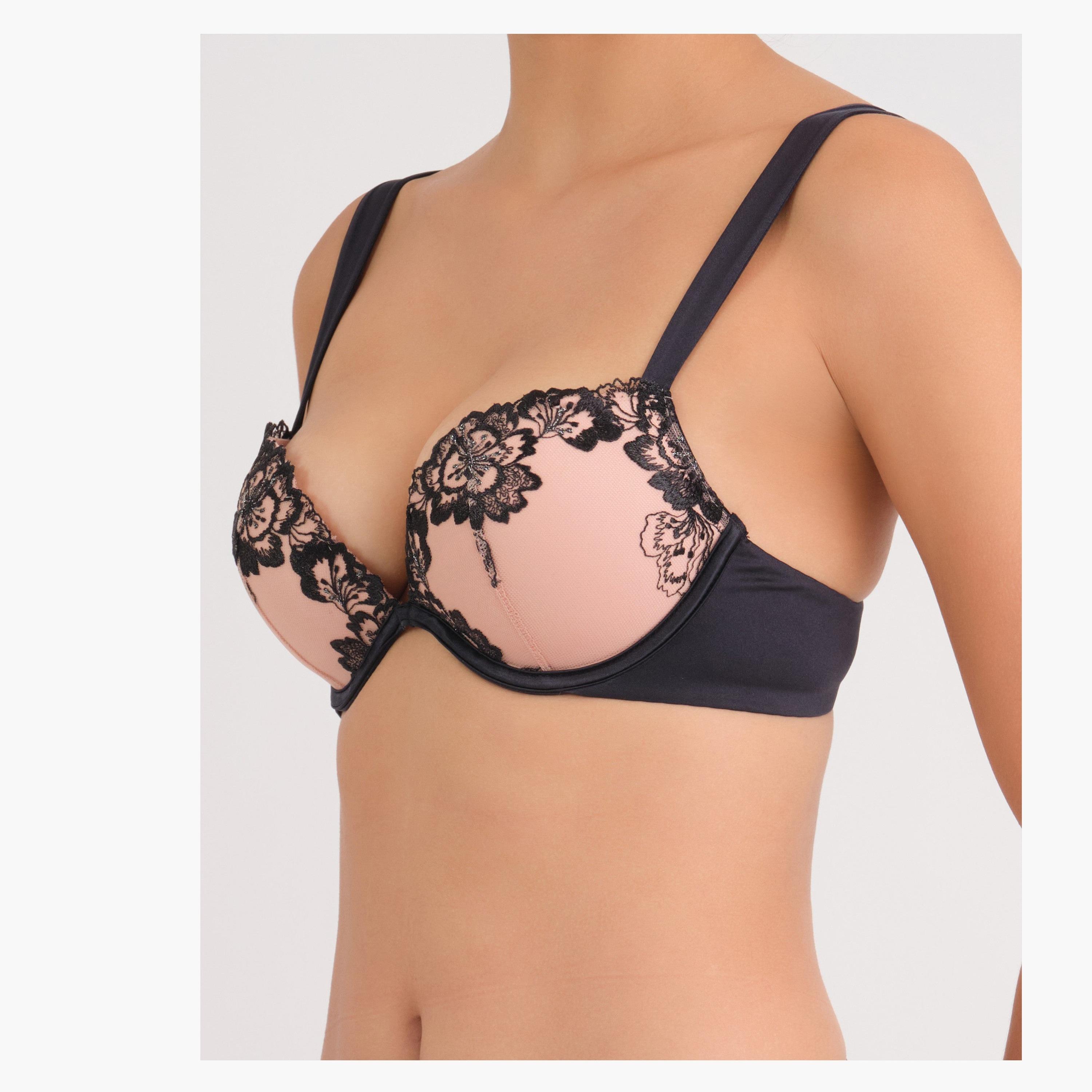 La Senza Sexy Black Mesh Wired Medium Support Gel Padding Women's Push-Up Plunge Bra-women-clothing-lingerie-bras-image-3