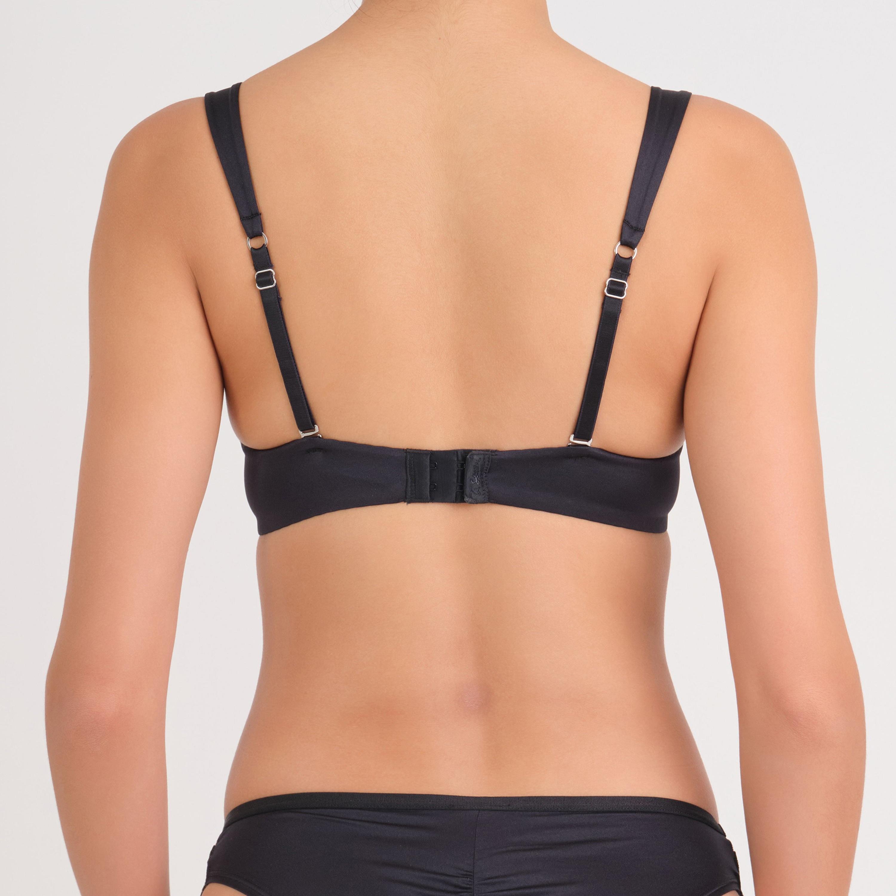 La Senza Sexy Black Mesh Wired Medium Support Gel Padding Women's Push-Up Plunge Bra-women-clothing-lingerie-bras-image-4
