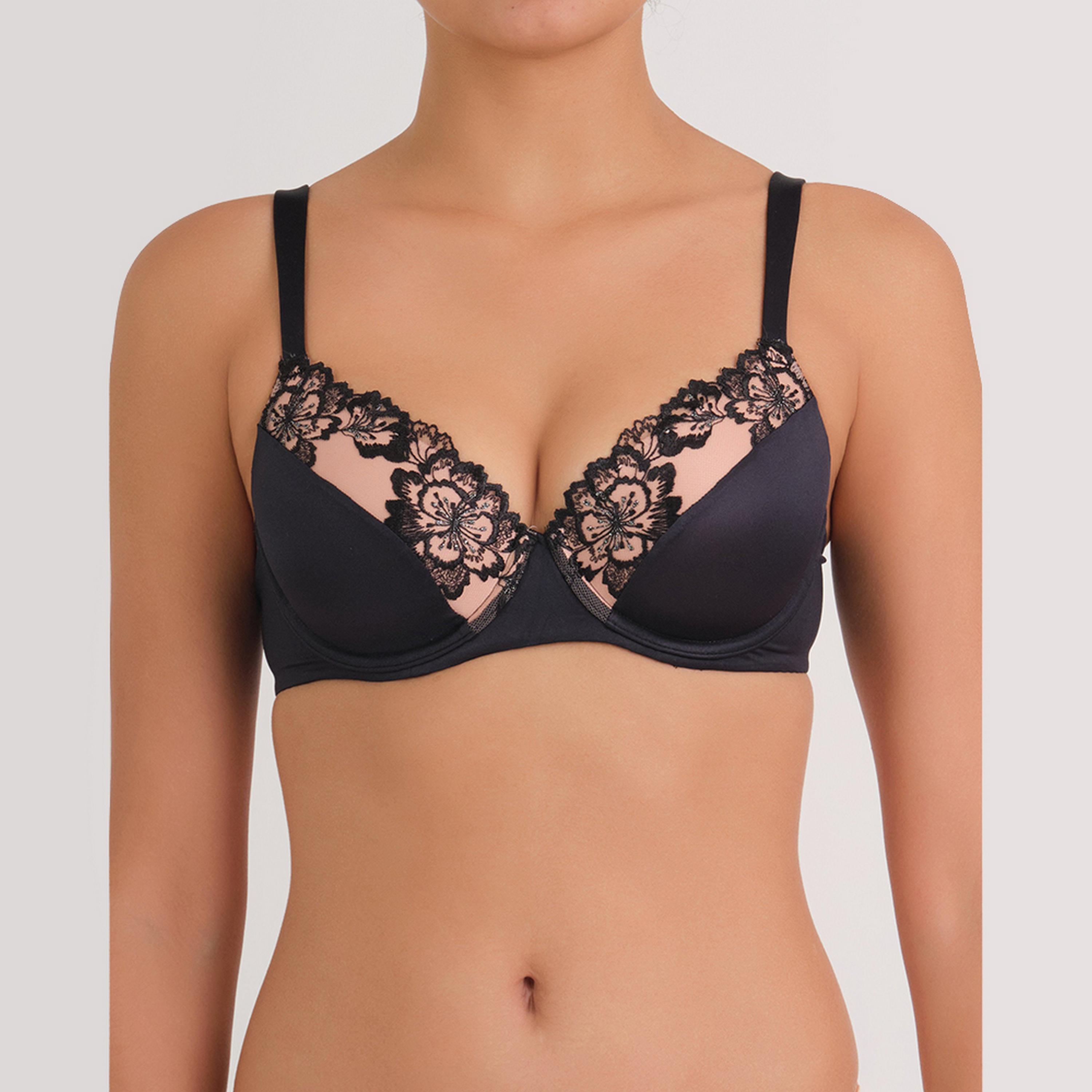 La Senza Sexy Black Wired Medium Support Lightly Padded Women's Push-Up Bra-women-clothing-lingerie-bras-image-1
