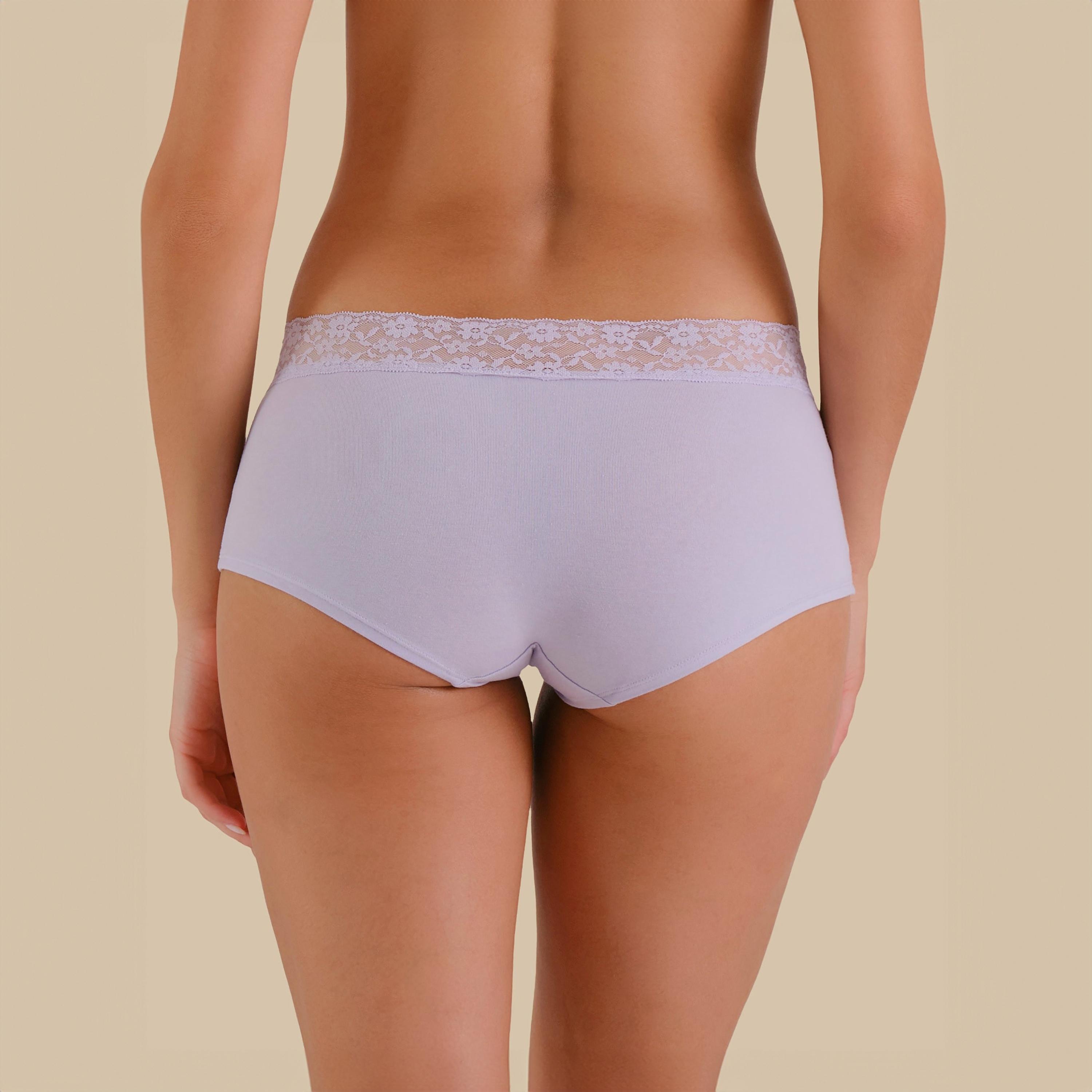 La Senza Essentials Lilac Lace Full Coverage Women's Boyshort Panty-women-clothing-lingerie-panties-image-4