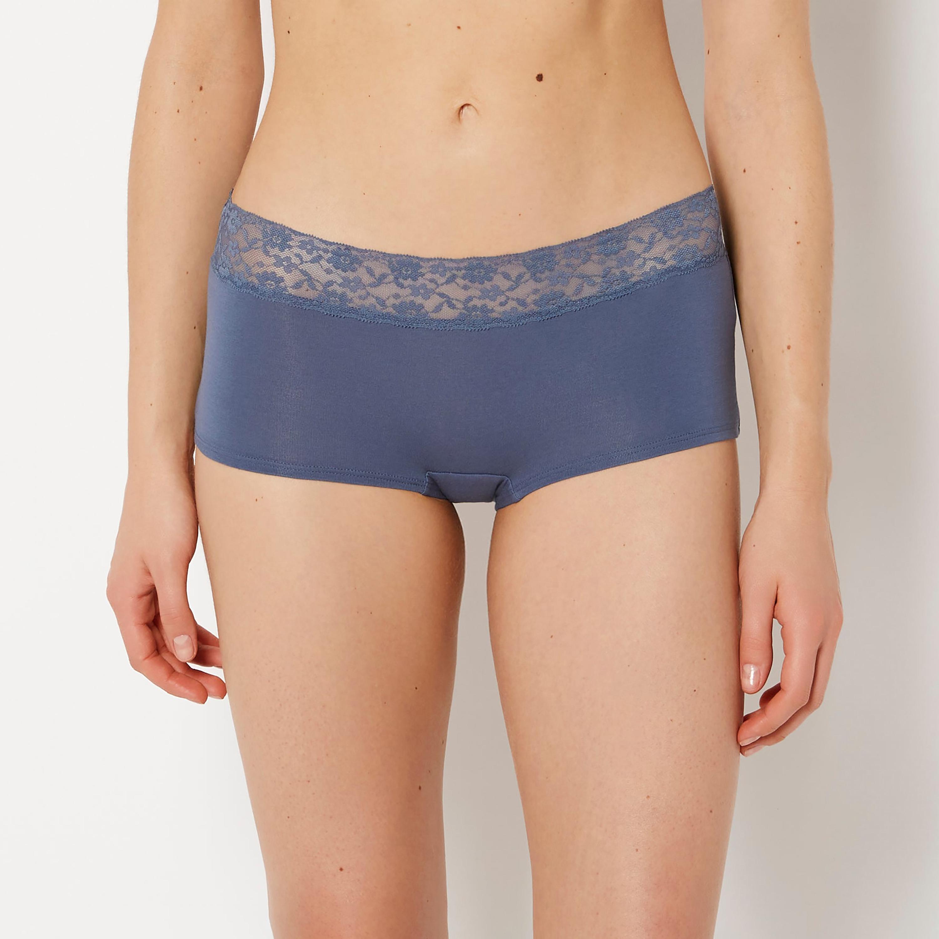 سروال داخلي نسائي بوي شورت من الدانتيل بتغطية كاملة - أسود من لا سينزا-women-clothing-lingerie-panties-image-4