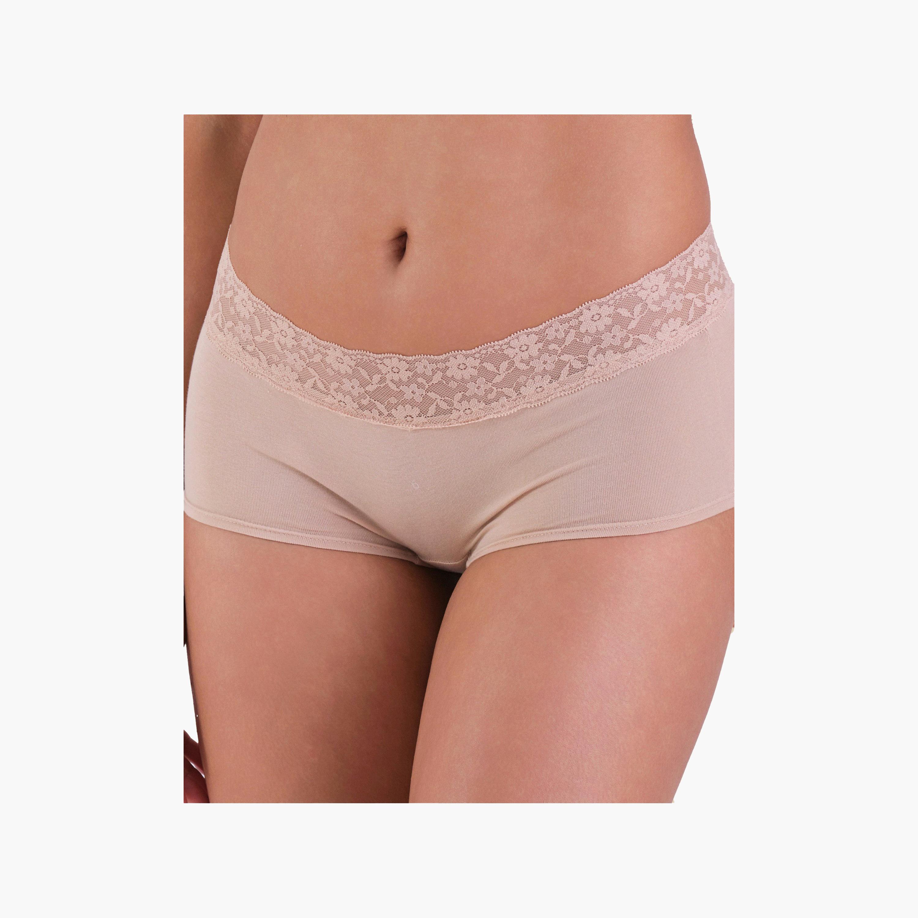 سراويل داخلية نسائية بنمط شورت بويز عصرية من الدانتيل بتغطية كاملة من لا سنزا-women-clothing-lingerie-panties-image-16
