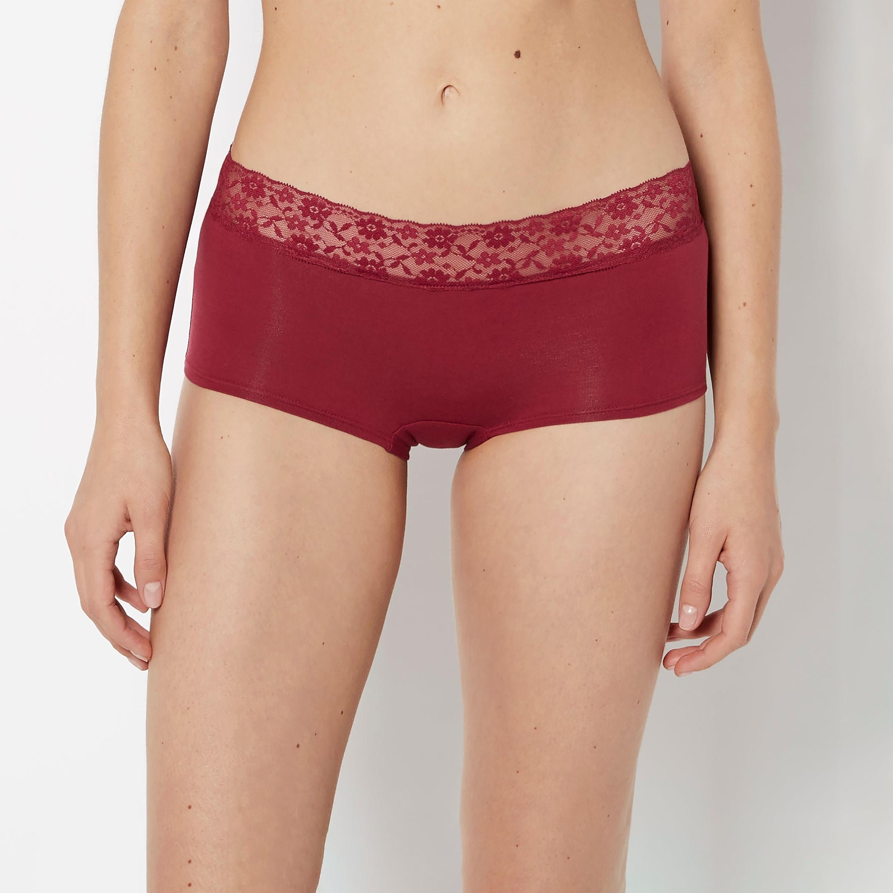 ملابس داخلية نسائية بوي شورت تغطية كاملة دانتيل قطن من لا سينزا-women-clothing-lingerie-panties-image-8