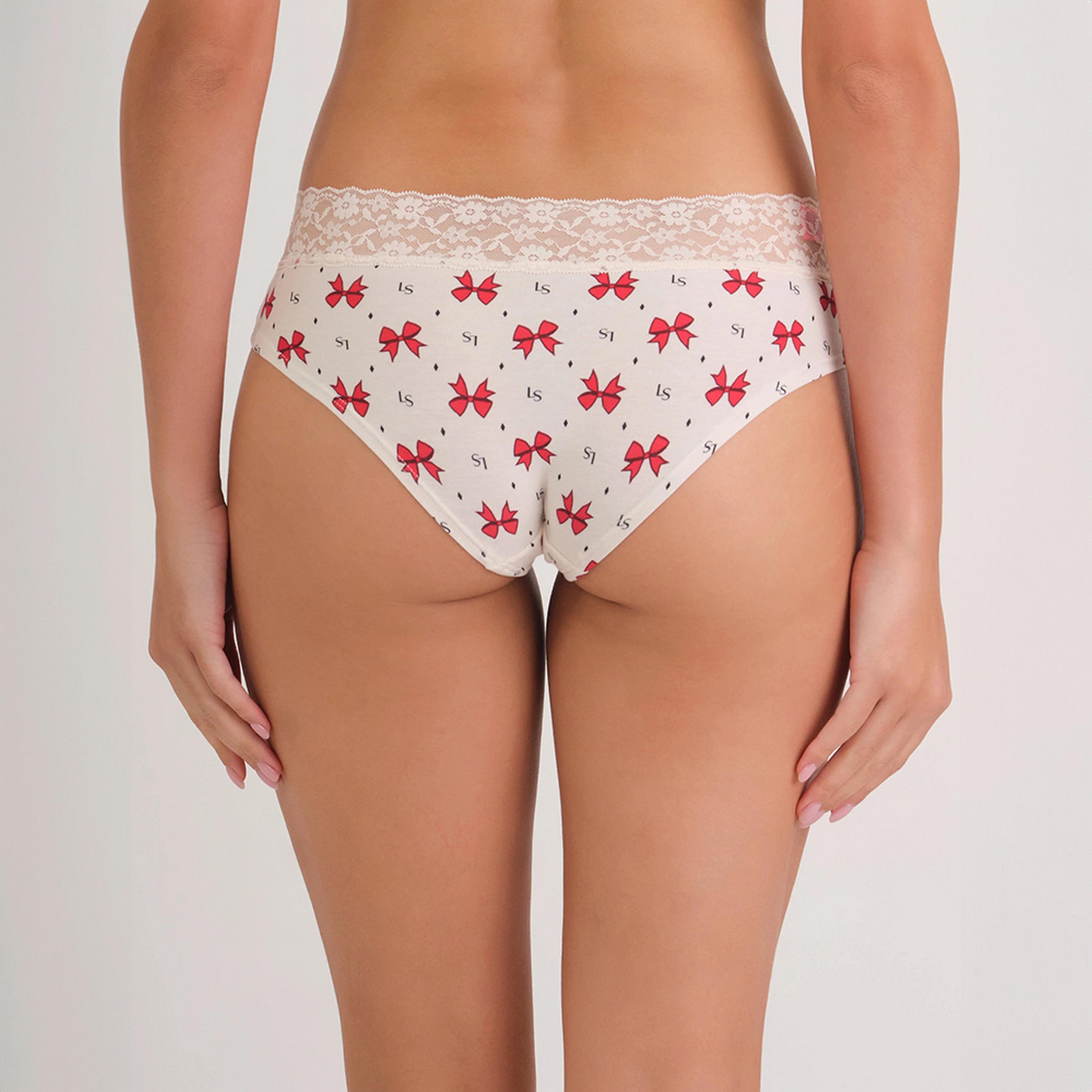 سروال داخلي هيبستر مطبوع بألوان متعددة مع دانتيل بتغطية كاملة للنساء من لا سينزا-women-clothing-lingerie-panties-image-3