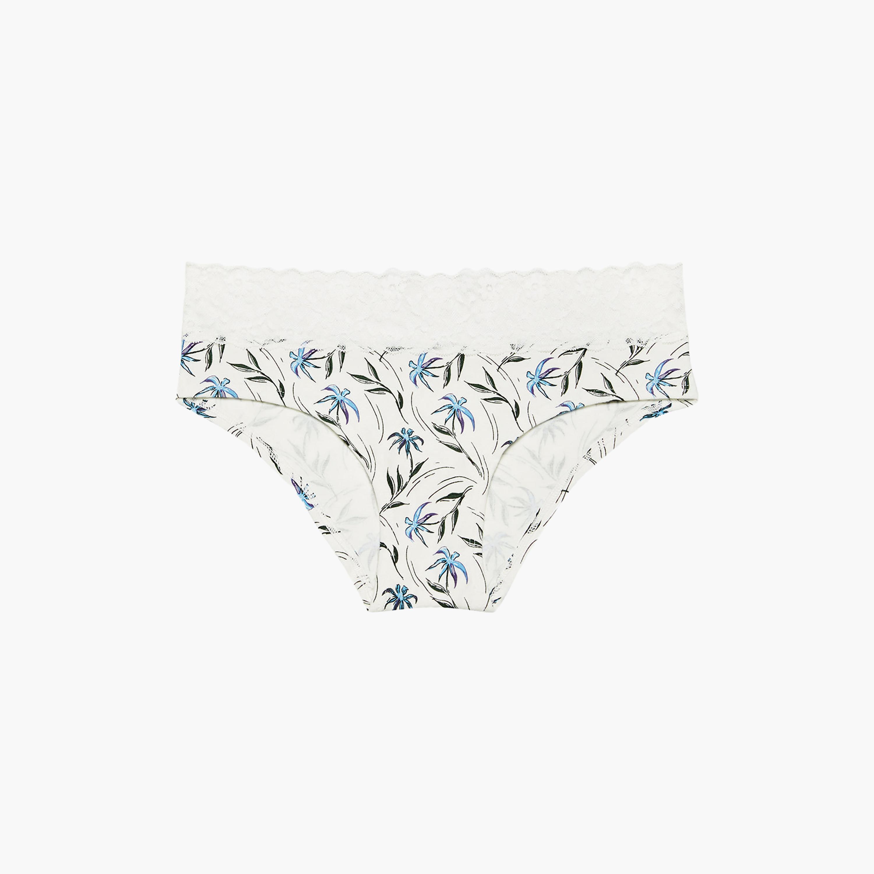 La Senza Lace Trim White Printed Medium Coverage Women's Hipster Panty-women-clothing-lingerie-panties-image-4