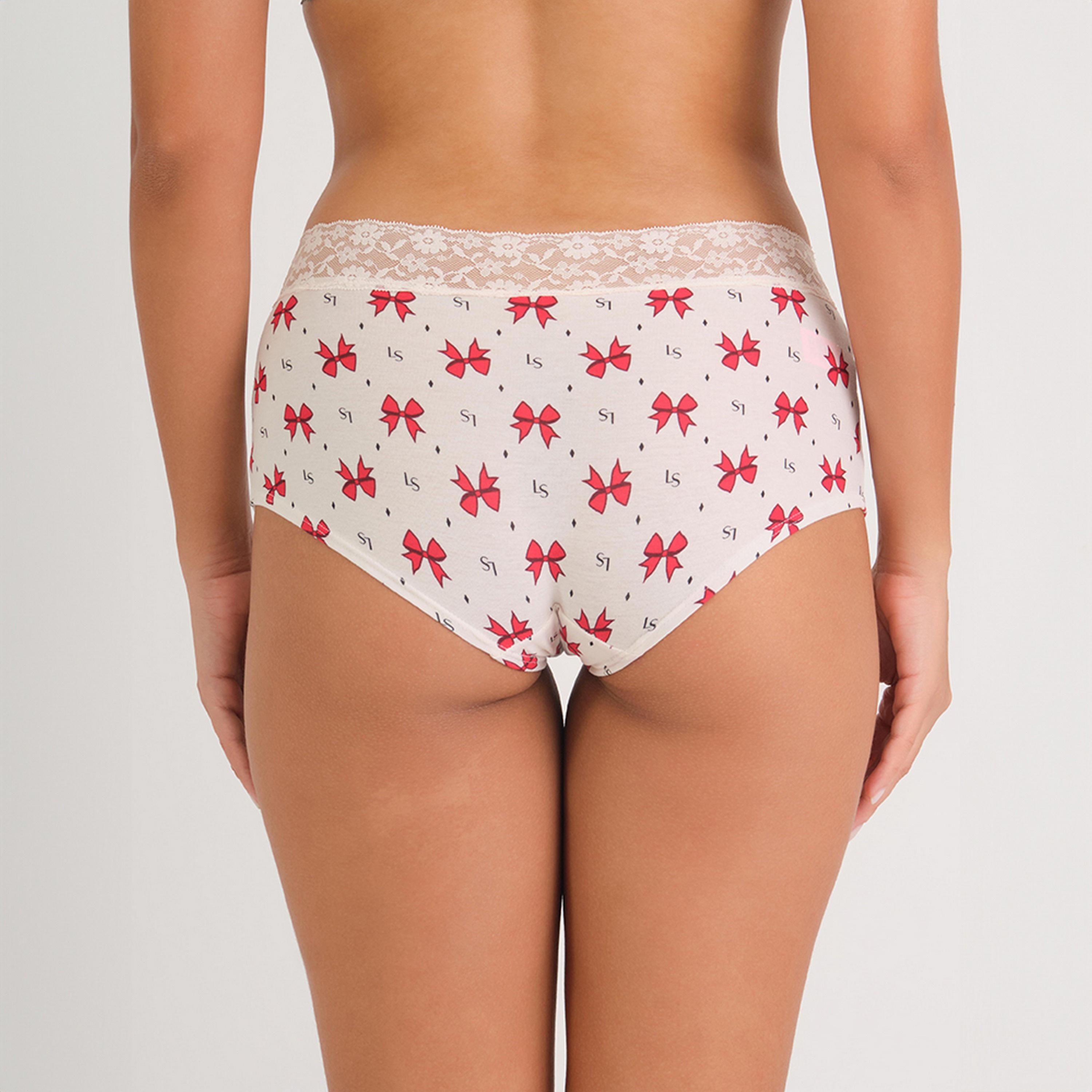 La Senza Trendy Multicolour Bow Print Full Coverage Women's Boyshort Panty-women-clothing-lingerie-panties-image-3