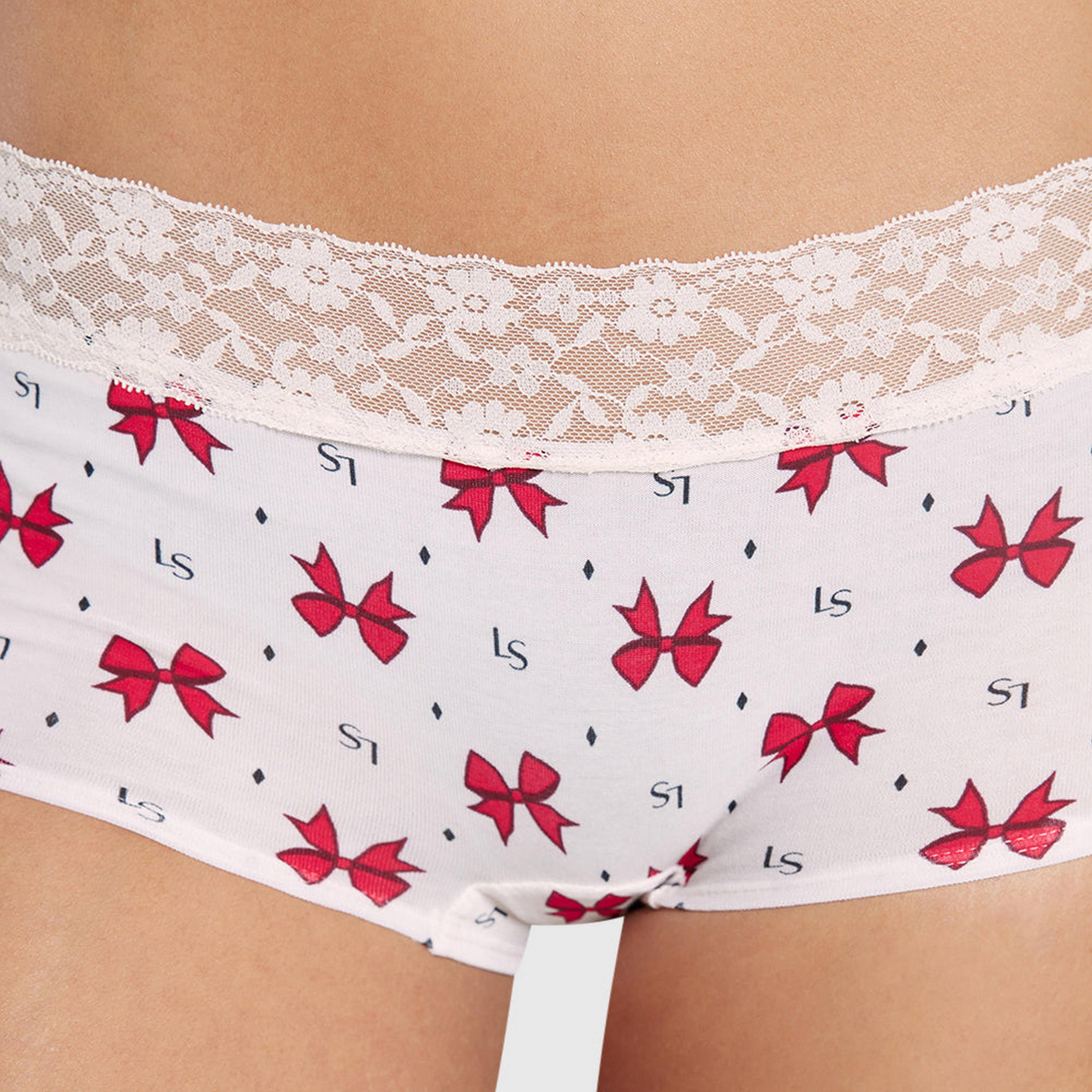 شورتات نسائية بتغطية كاملة، قطن أبيض مطبوع عصري من لا سنزا-women-clothing-lingerie-panties-image-3