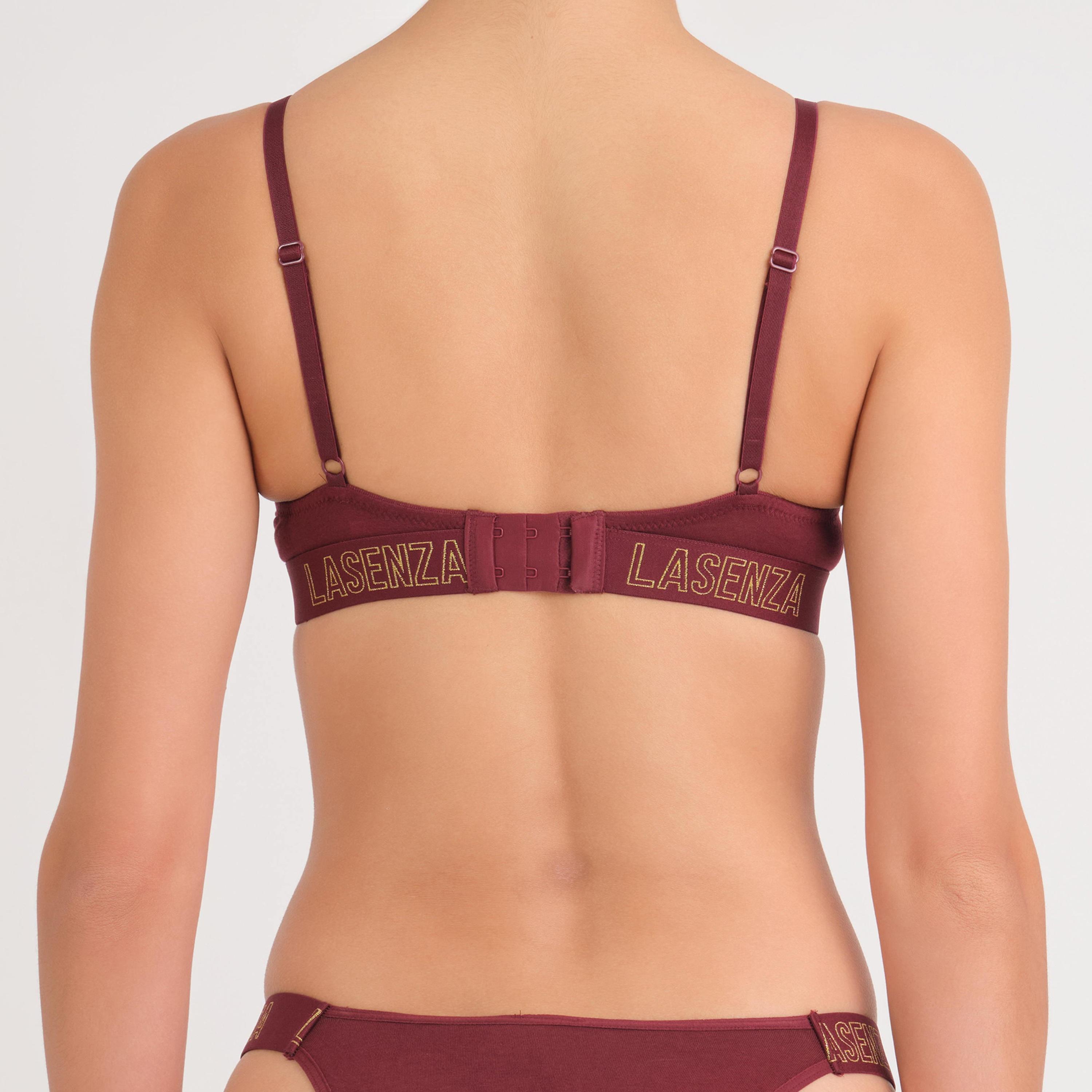 La Senza Trendy Red Cotton Wired Medium Support Padded Women's Push-Up Plunge Bra-women-clothing-lingerie-bras-image-3
