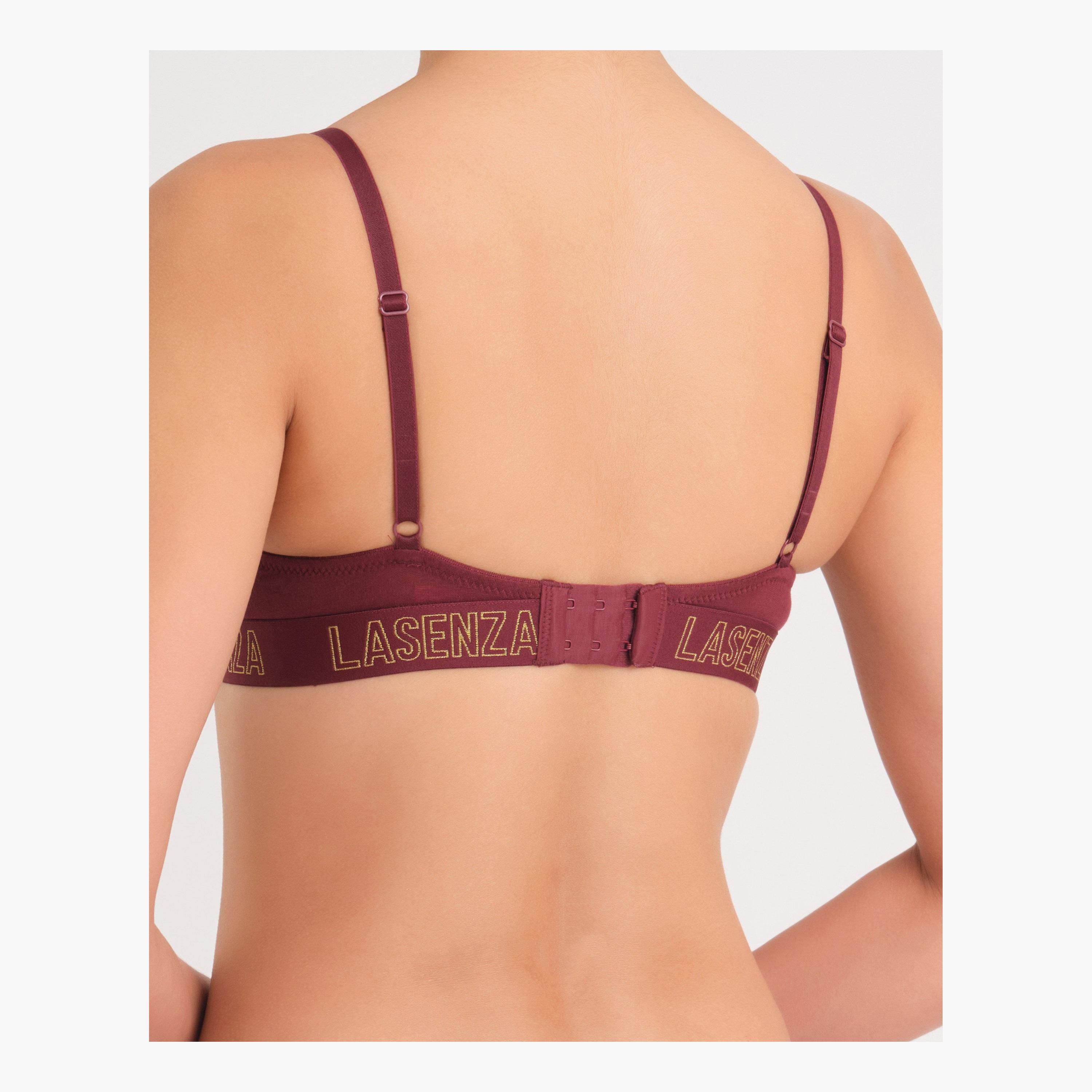 La Senza Trendy Red Cotton Wired Medium Support Padded Women's Push-Up Plunge Bra-women-clothing-lingerie-bras-image-4