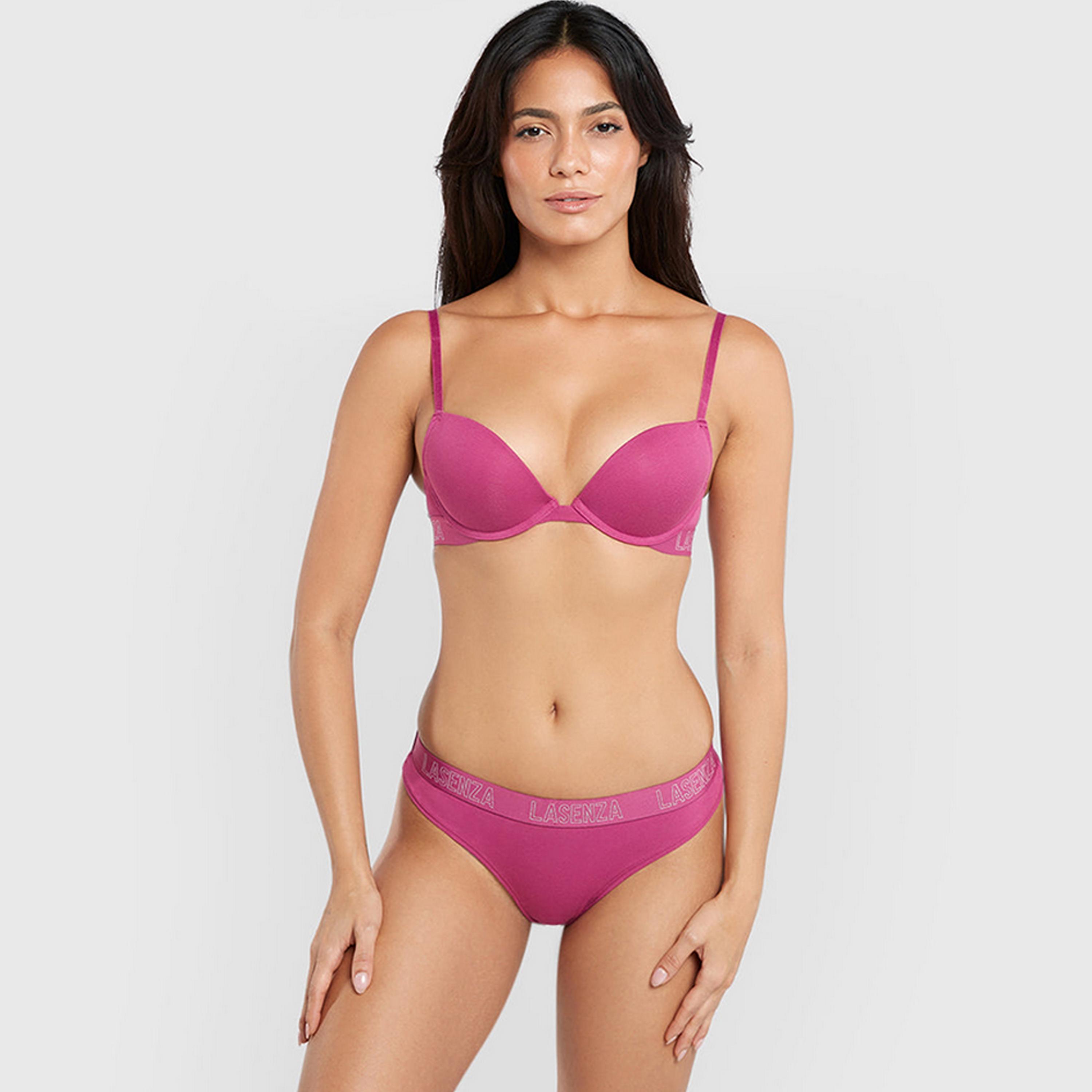 حمالة صدر نسائية بوش أب بأسلاك وداعمة متوسطة ومبطنة، قطن ريمكس من لا سنزا-women-clothing-lingerie-bras-image-3