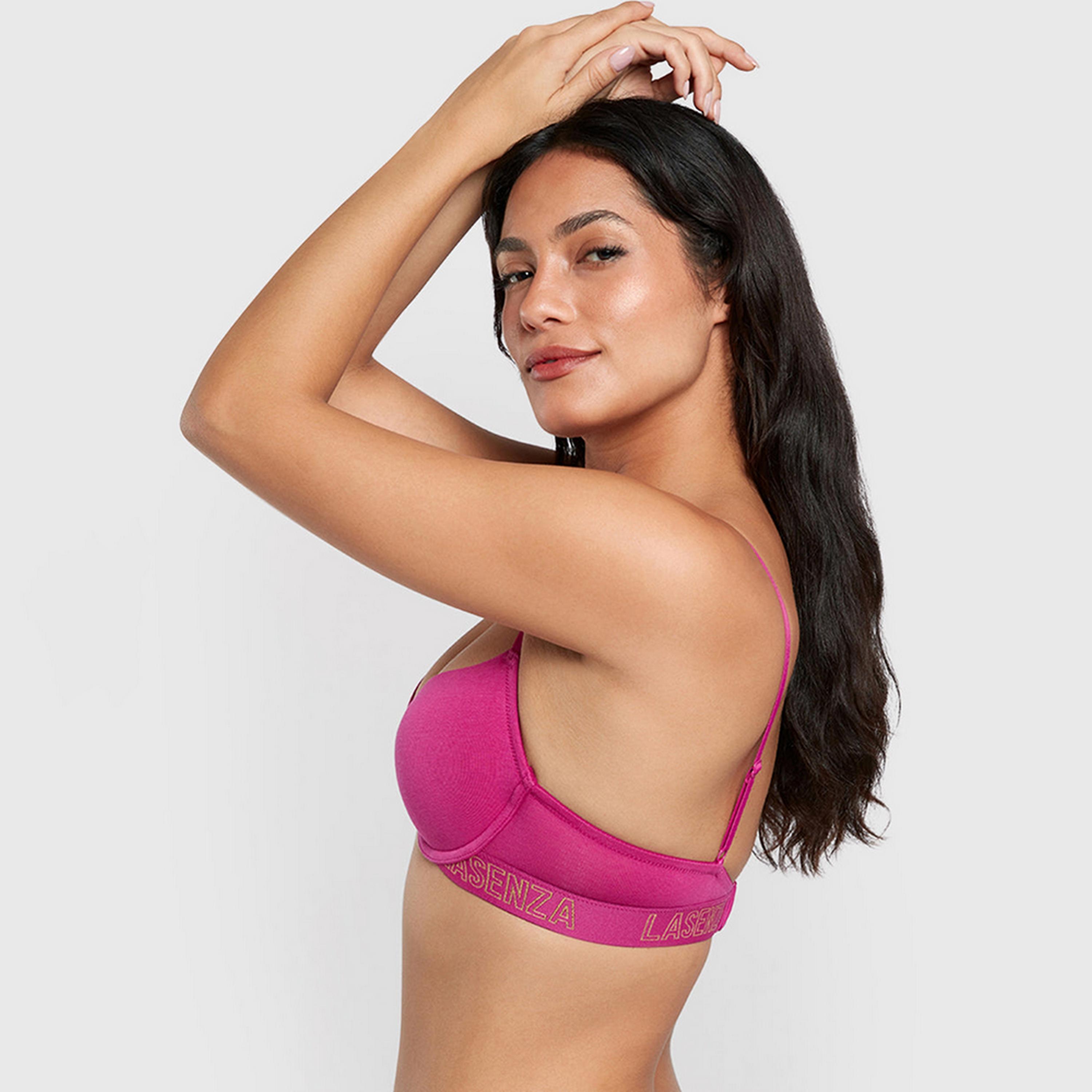 La Senza Remix Cotton Wired Medium Support Lightly Padded Women's Demi Bra-women-clothing-lingerie-bras-image-6