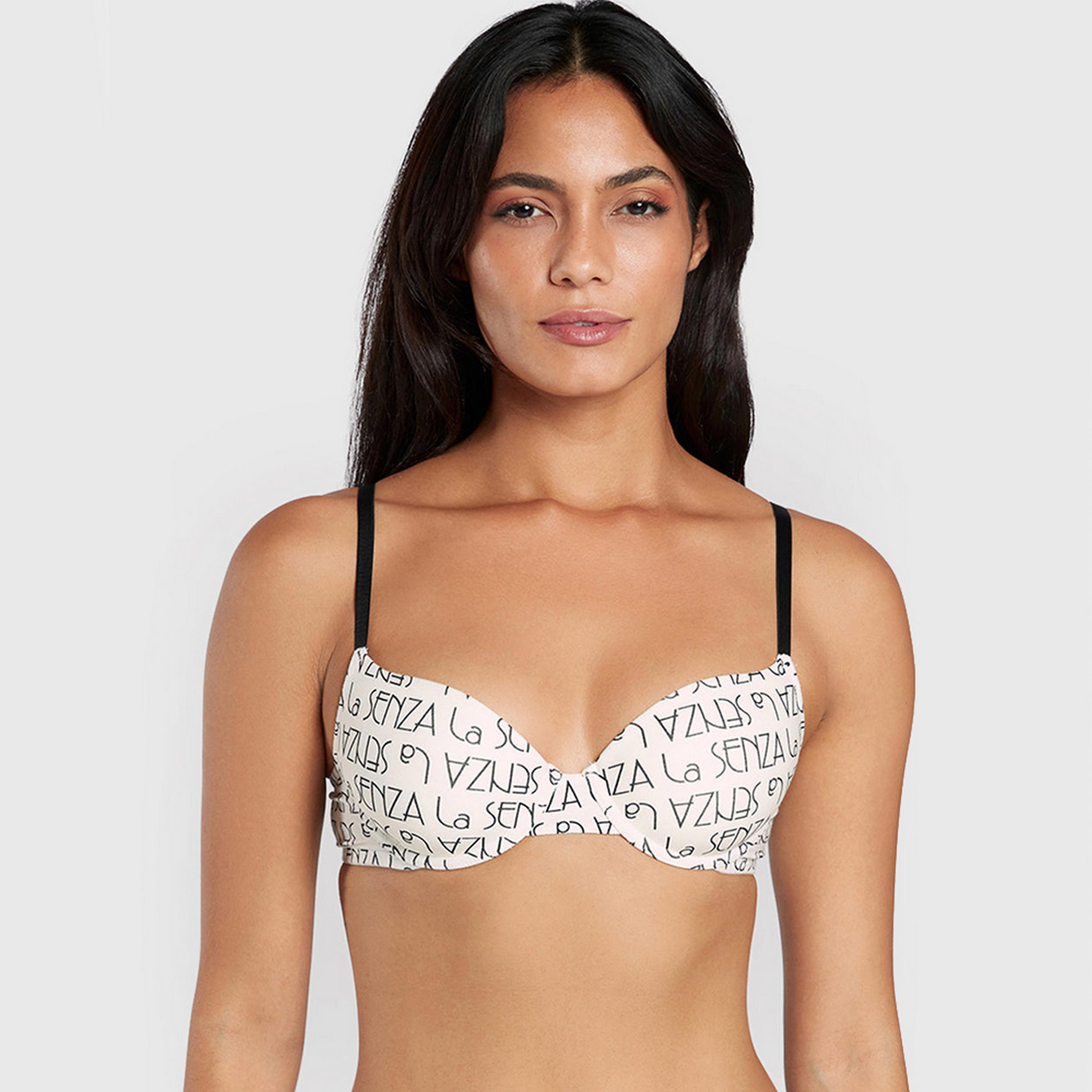 La Senza Remix Cotton Wired Medium Support Lightly Padded Women's Demi Bra-women-clothing-lingerie-bras-image-1