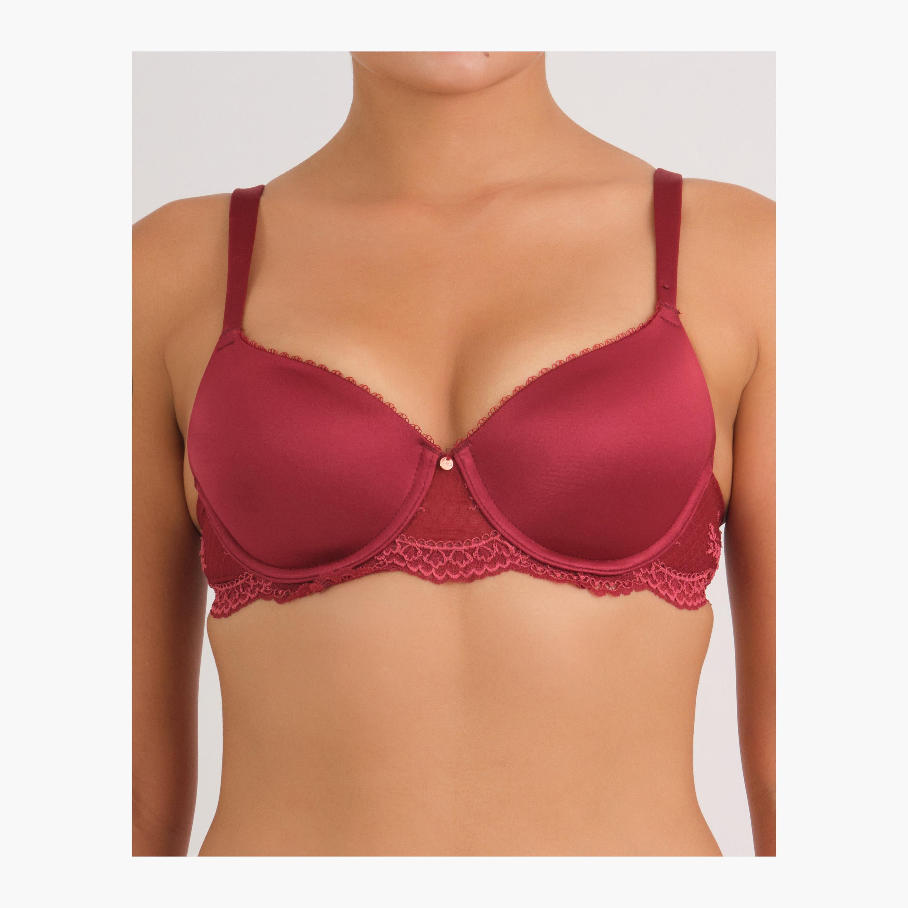 La Senza Micro Sexy Red Lace Wired Medium Support Lightly Lined Women's T-Shirt Bra-women-clothing-lingerie-bras-image-1
